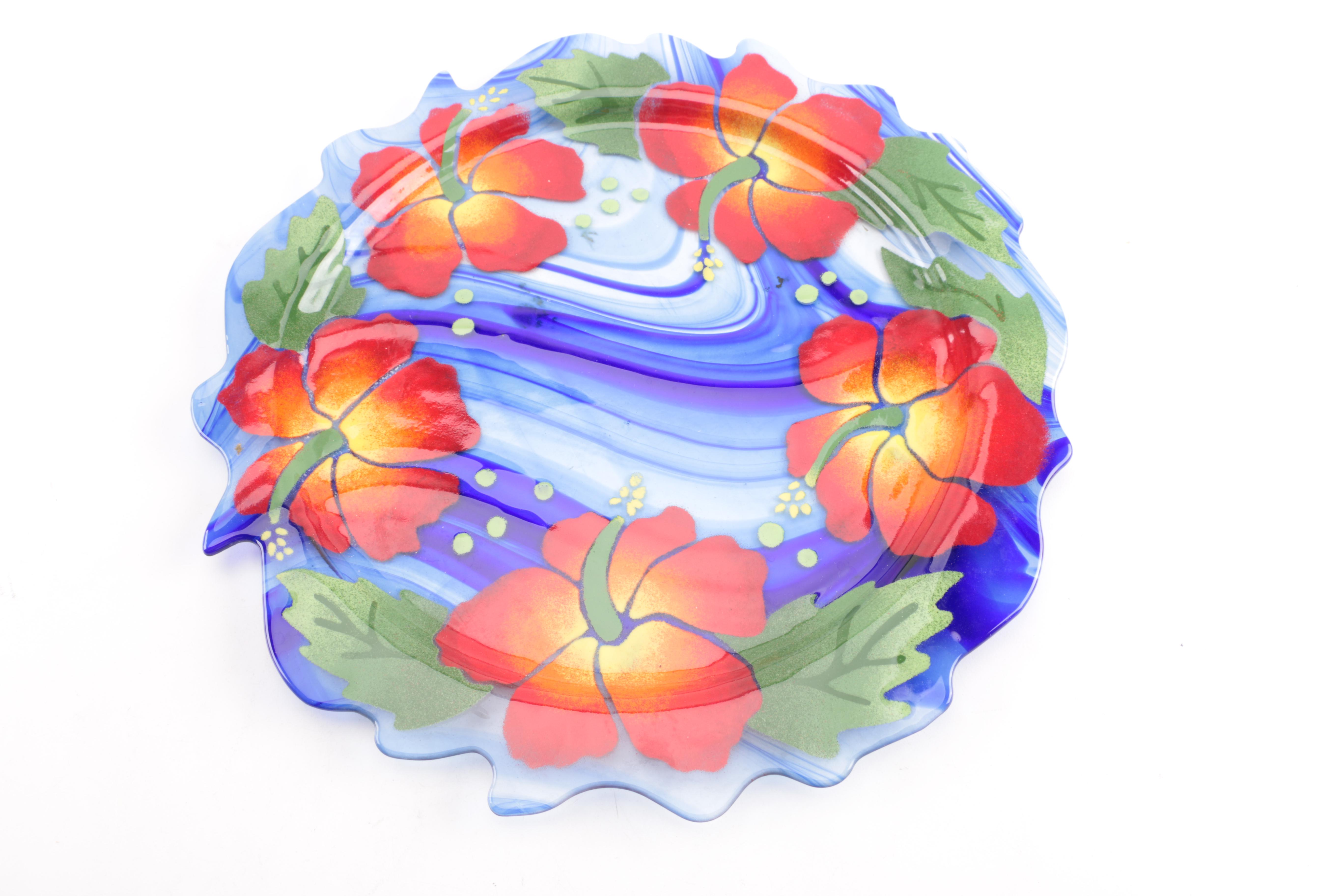 Glass and Pewter Serving Plates