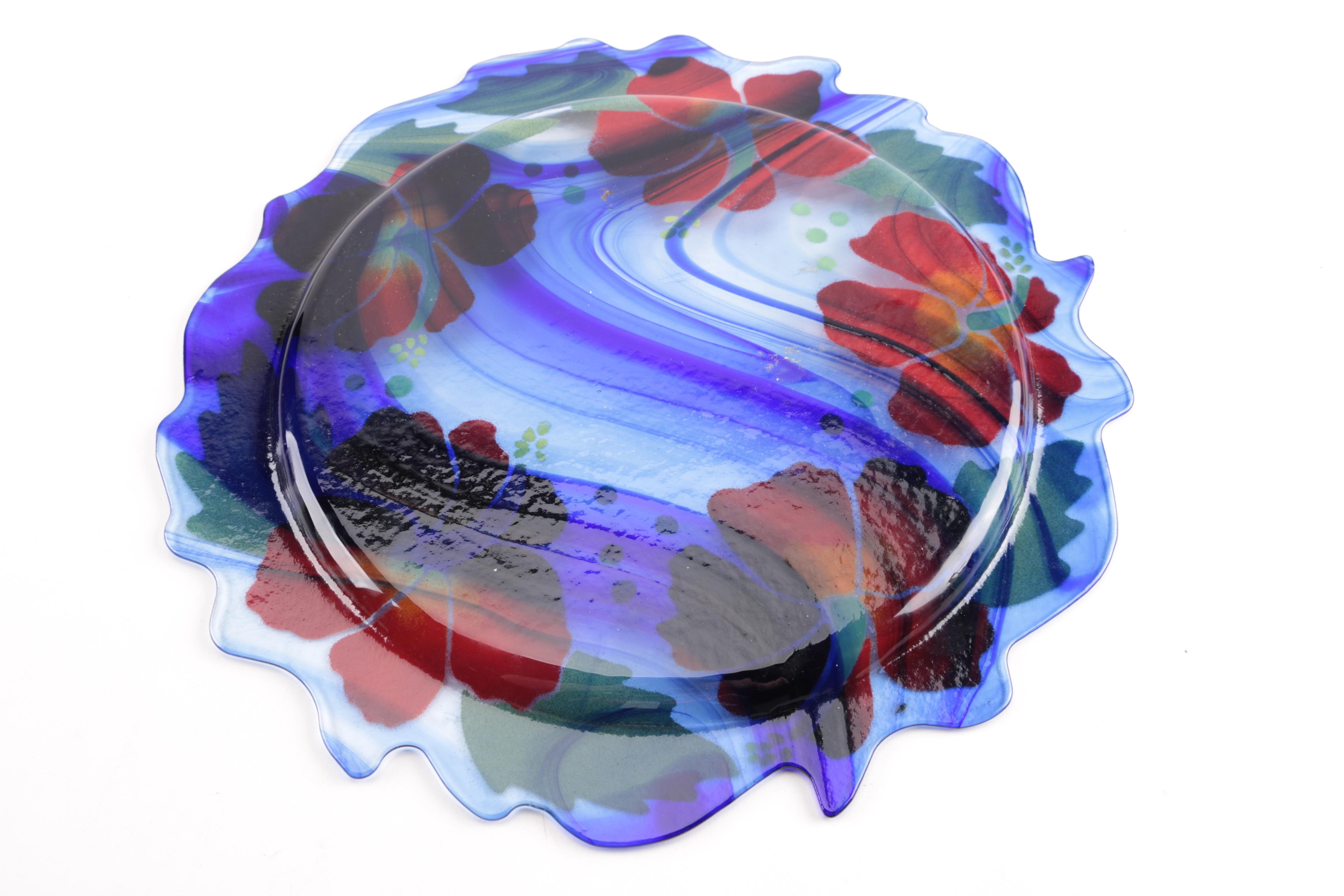 Glass and Pewter Serving Plates