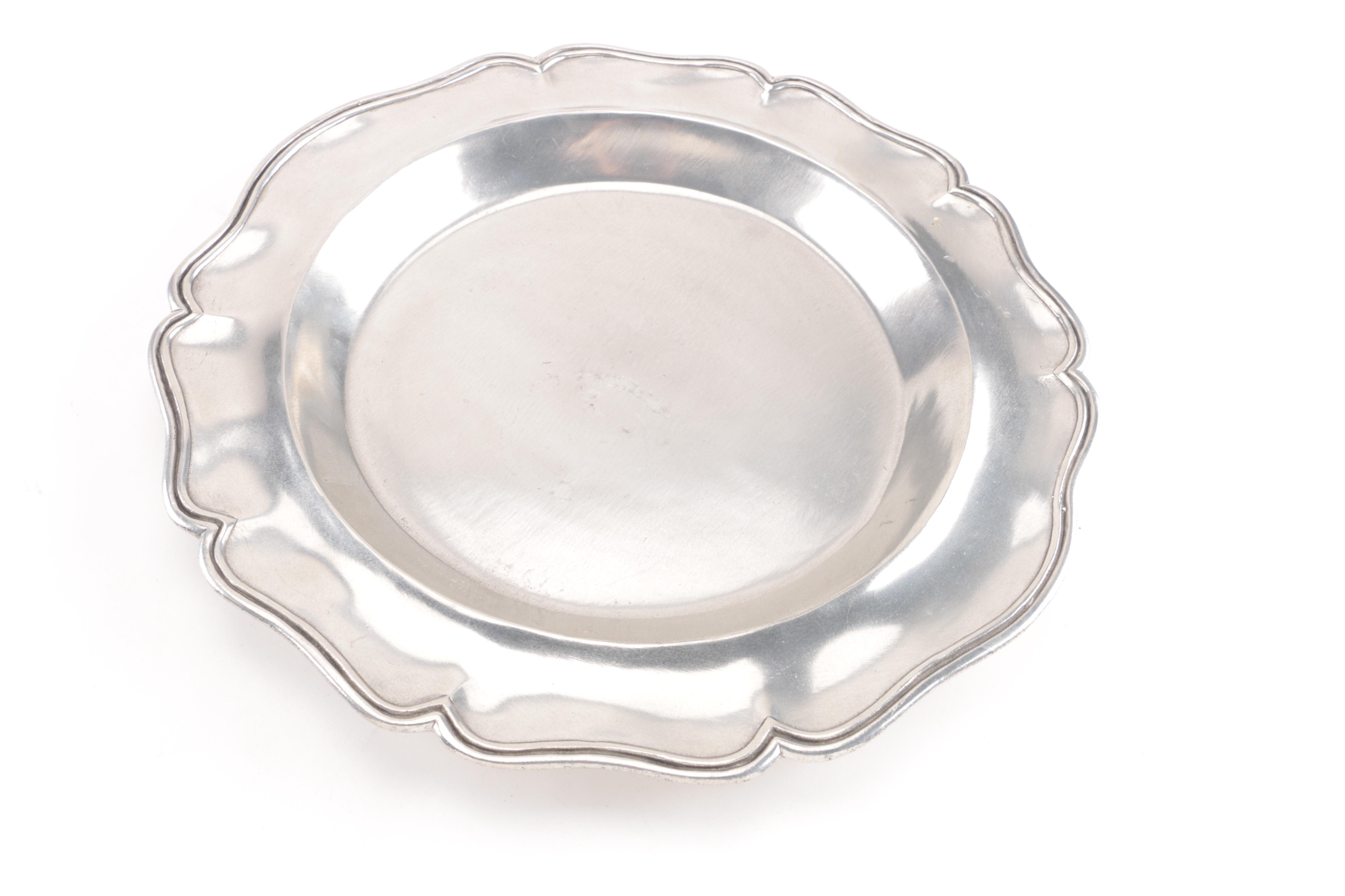 Glass and Pewter Serving Plates