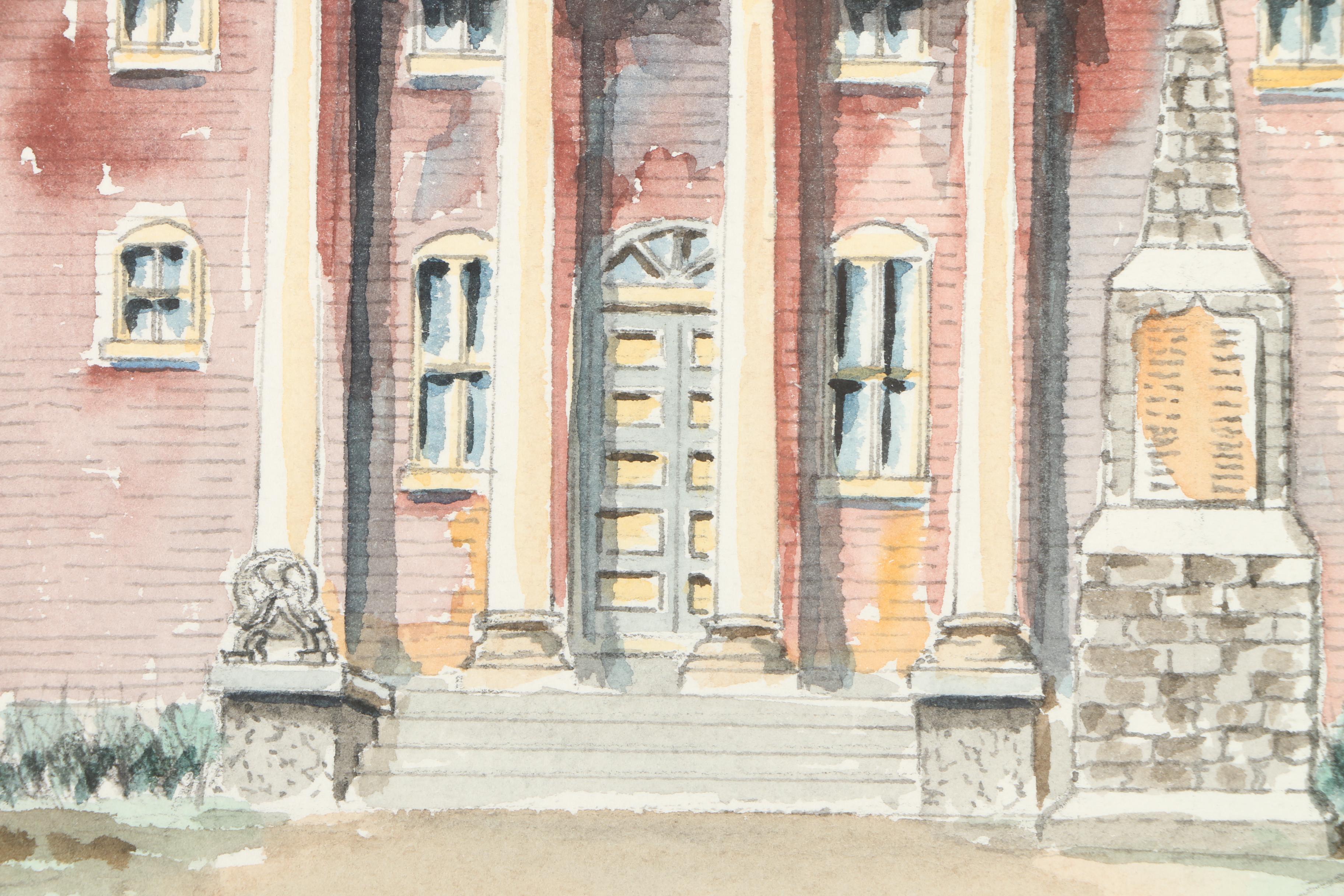Jones Watercolor Painting on Paper of Building