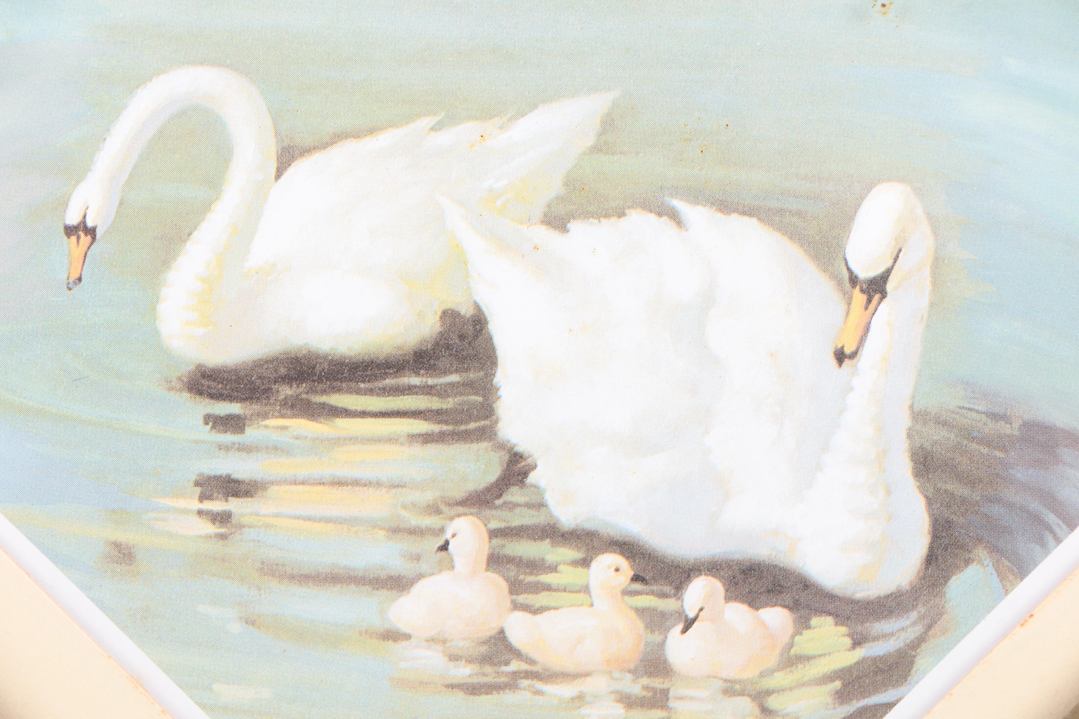 Offset Lithograph Prints Depicting Families of Swans