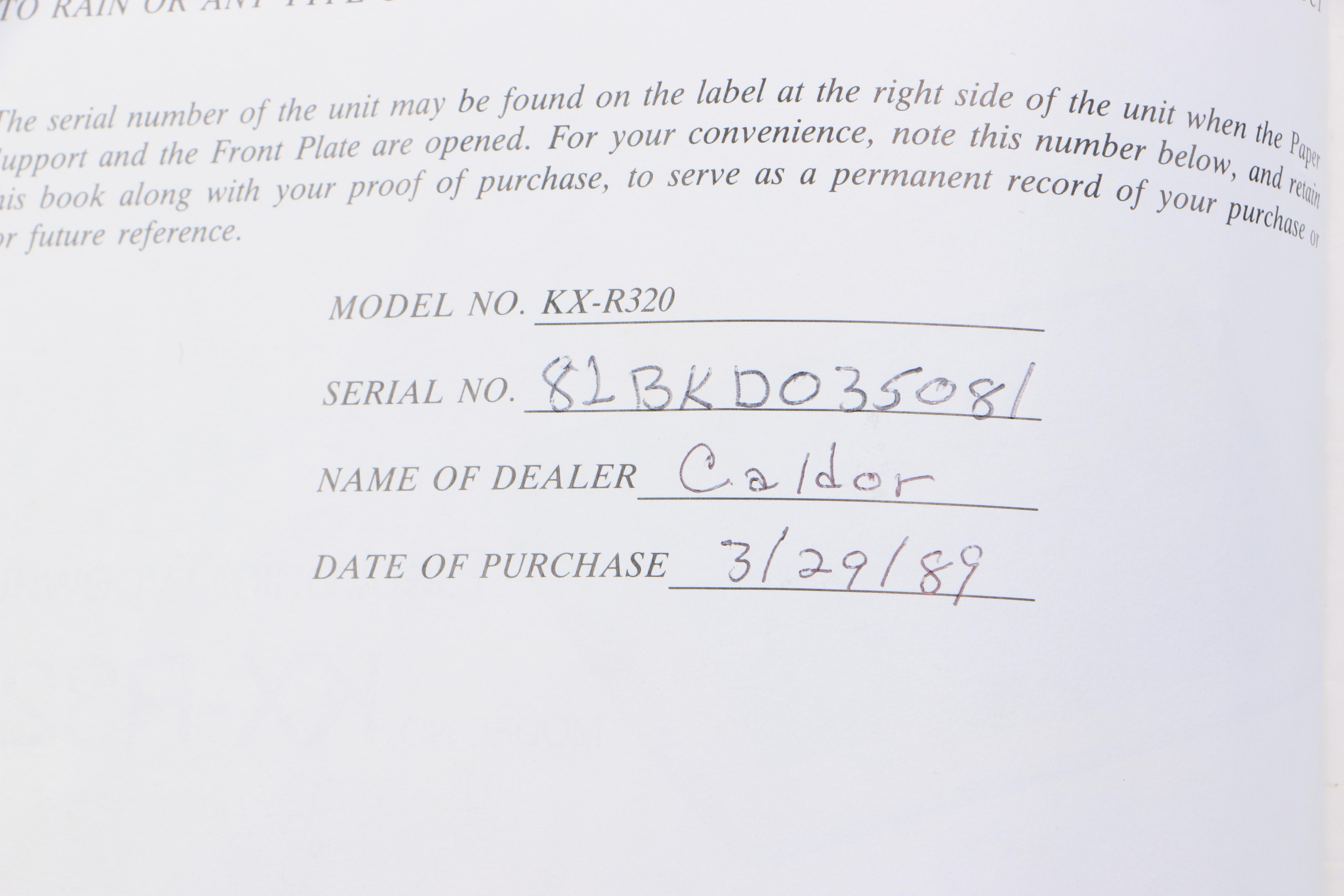 Panasonic Electric Typewriter KX- R320