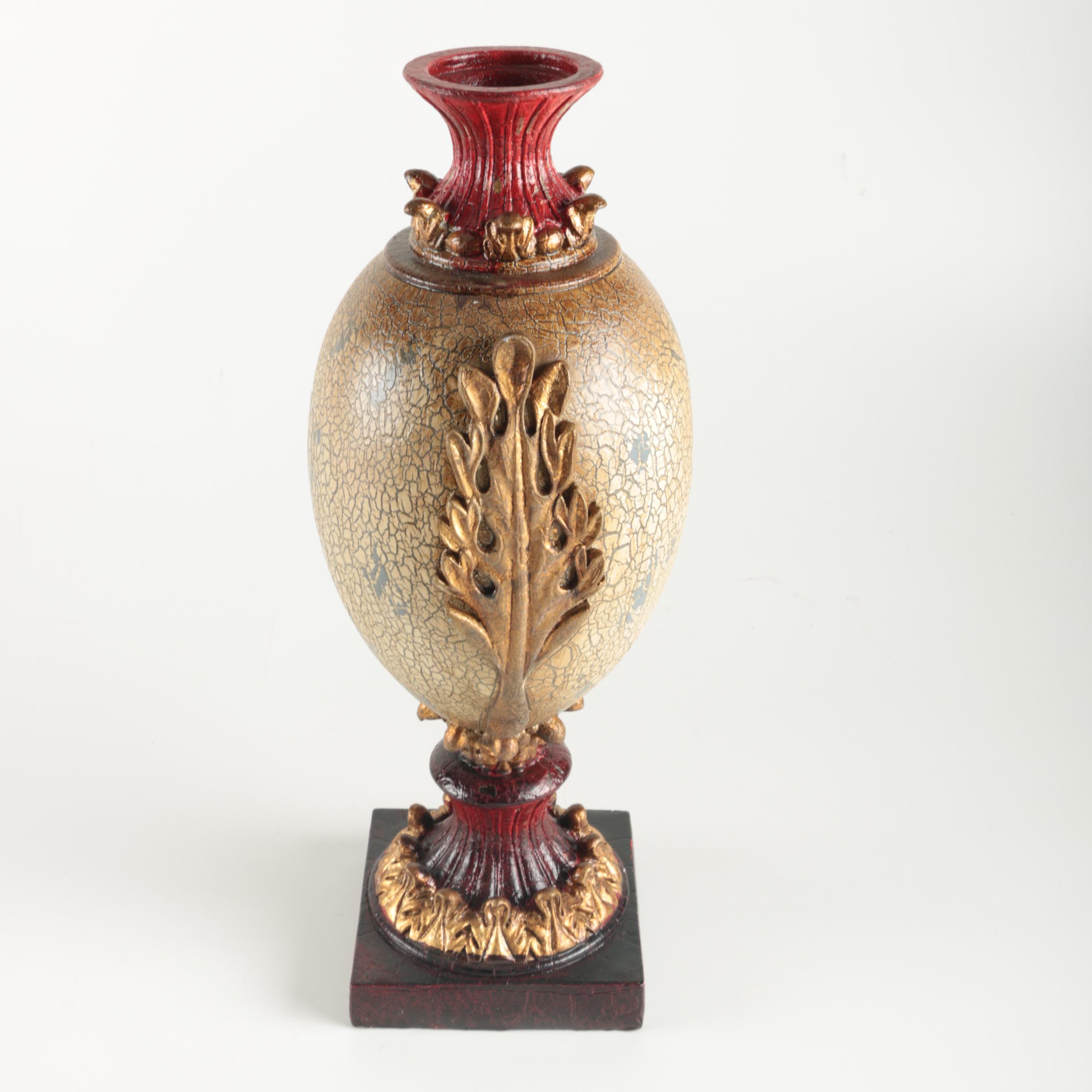 Ornate Gold Tone Resin Vase
