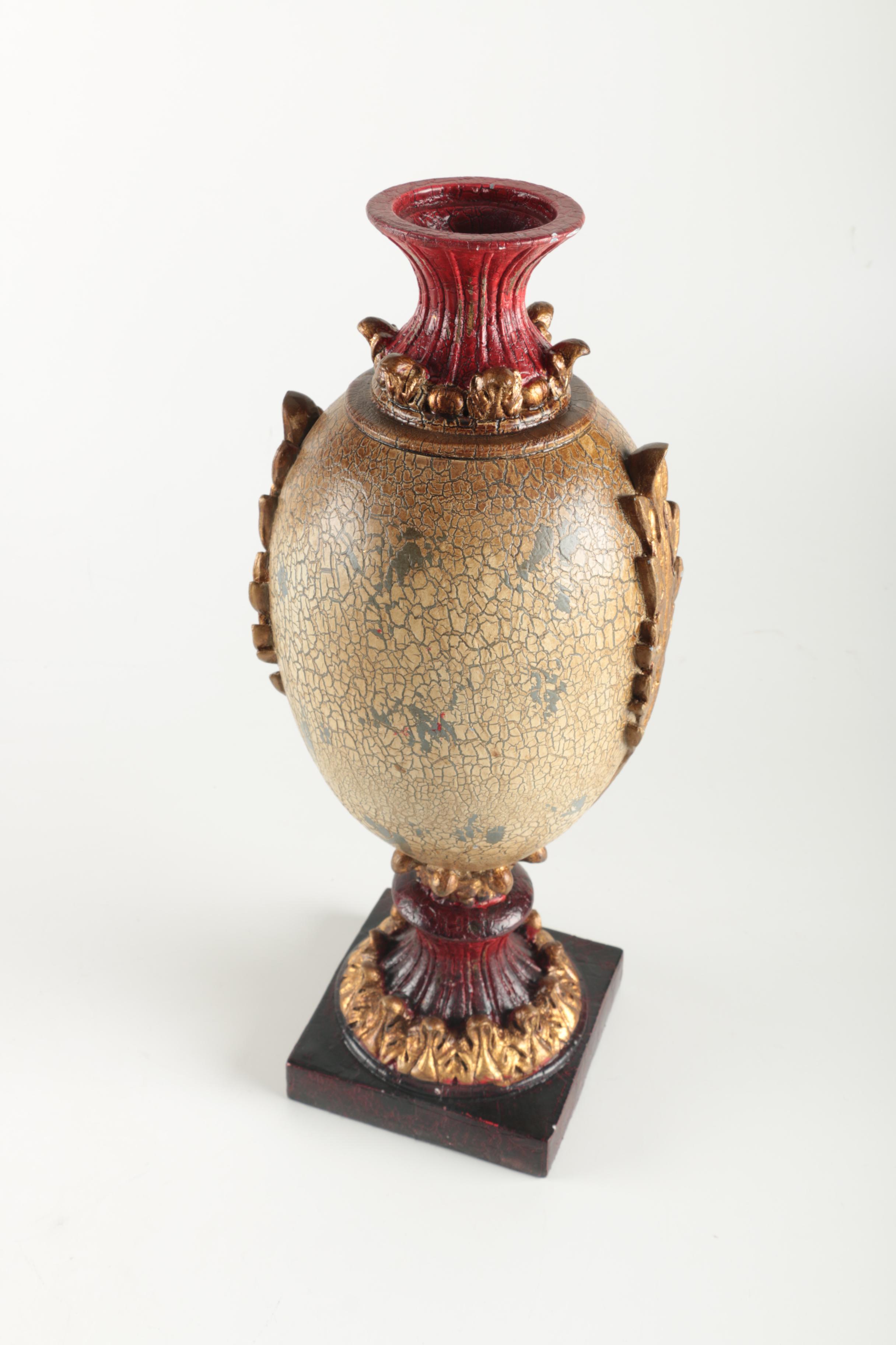 Ornate Gold Tone Resin Vase