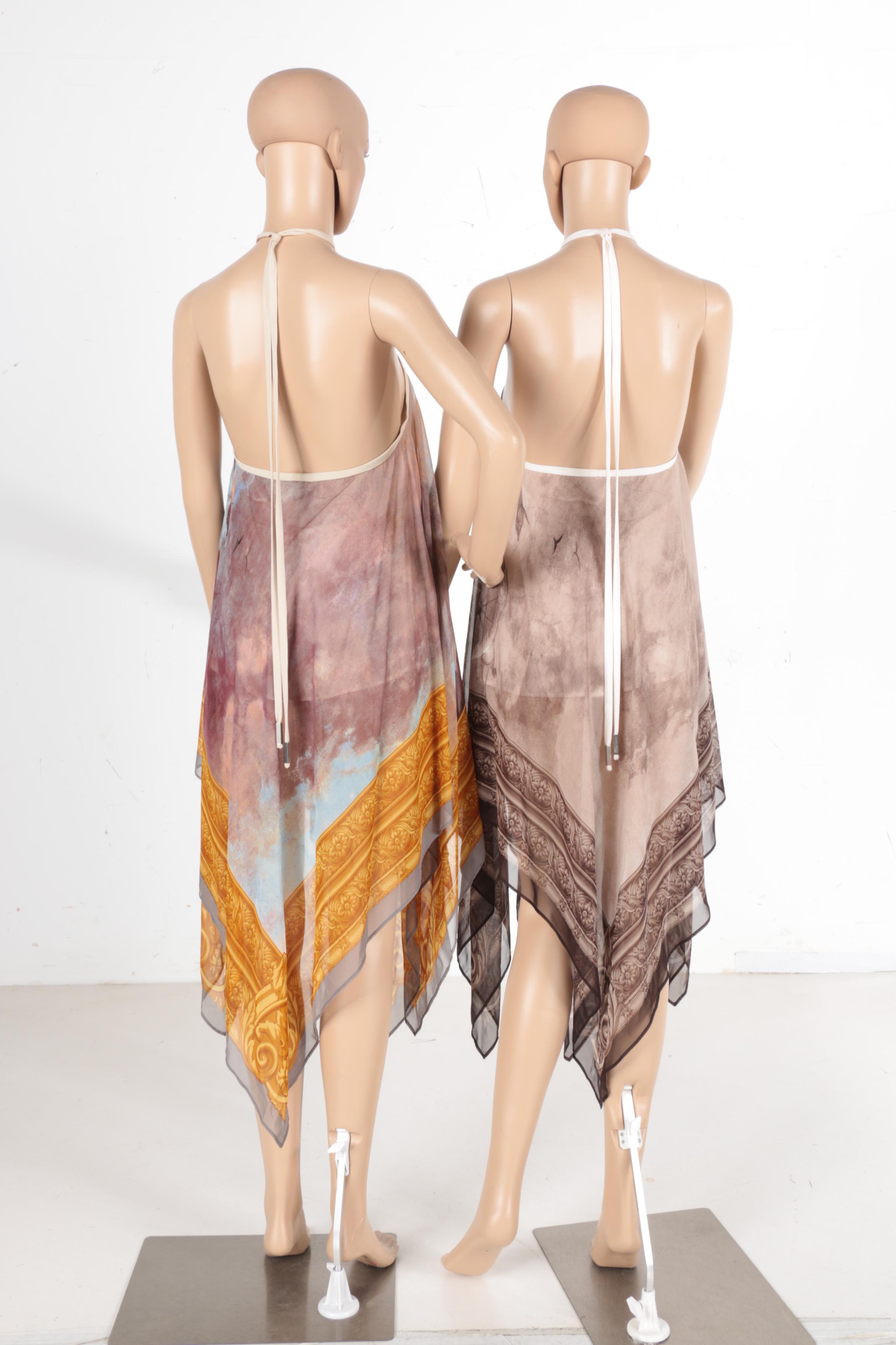 Two Jean-Louis Scherrer Silk Handkerchief Style Dresses