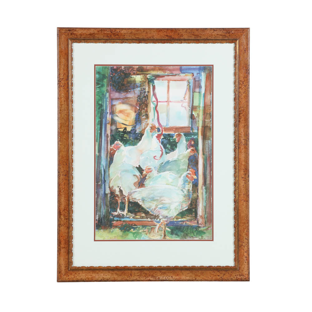 Offset Lithograph of Chickens