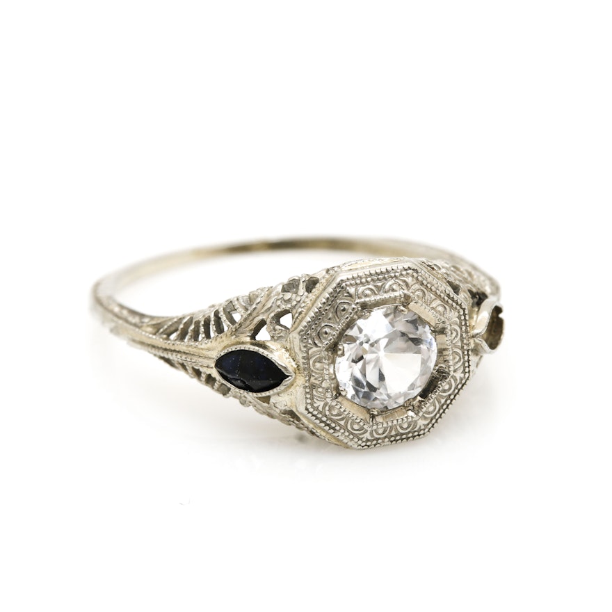 14K White Gold Sapphire Ring
