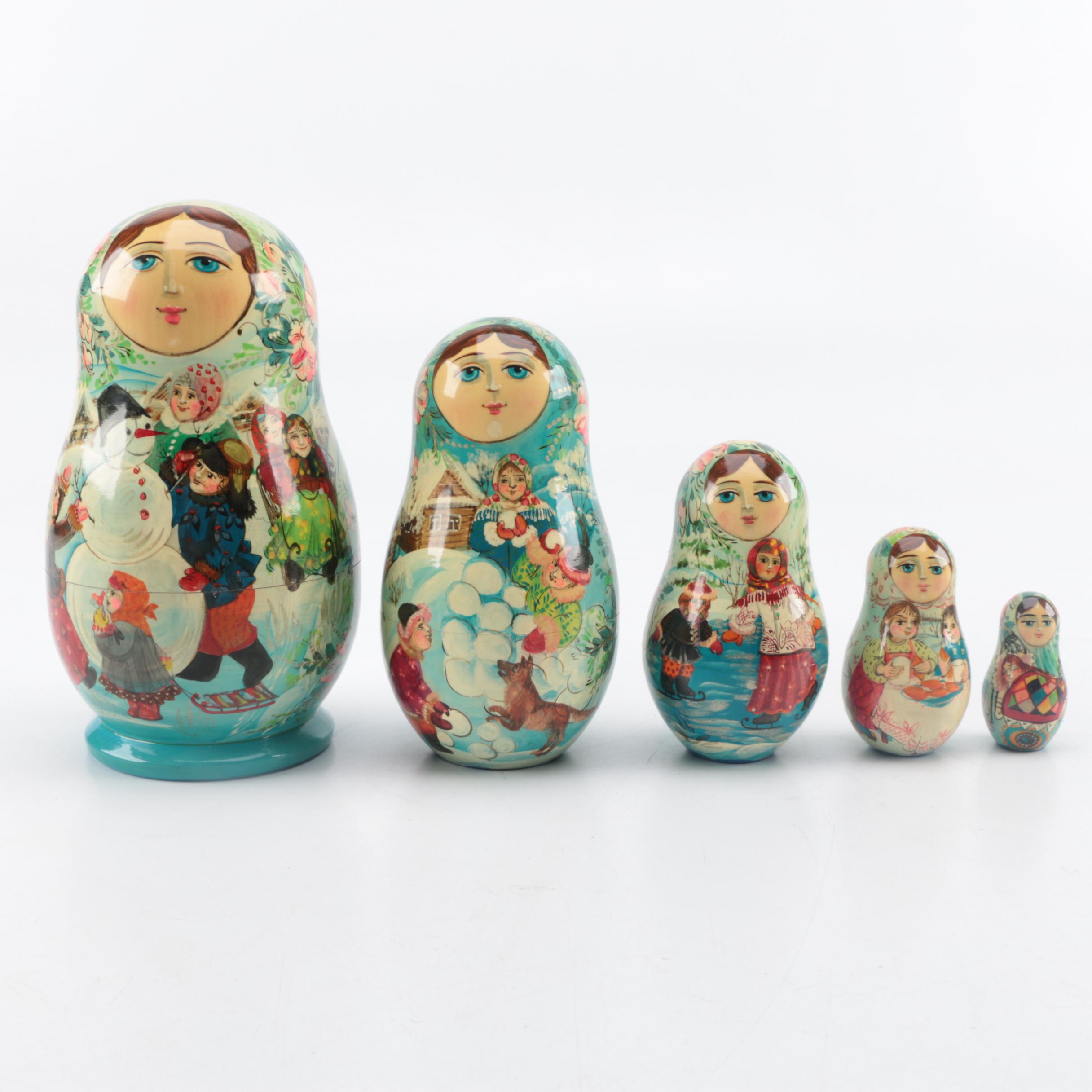 Matroyshska Winter Themed Nesting Doll
