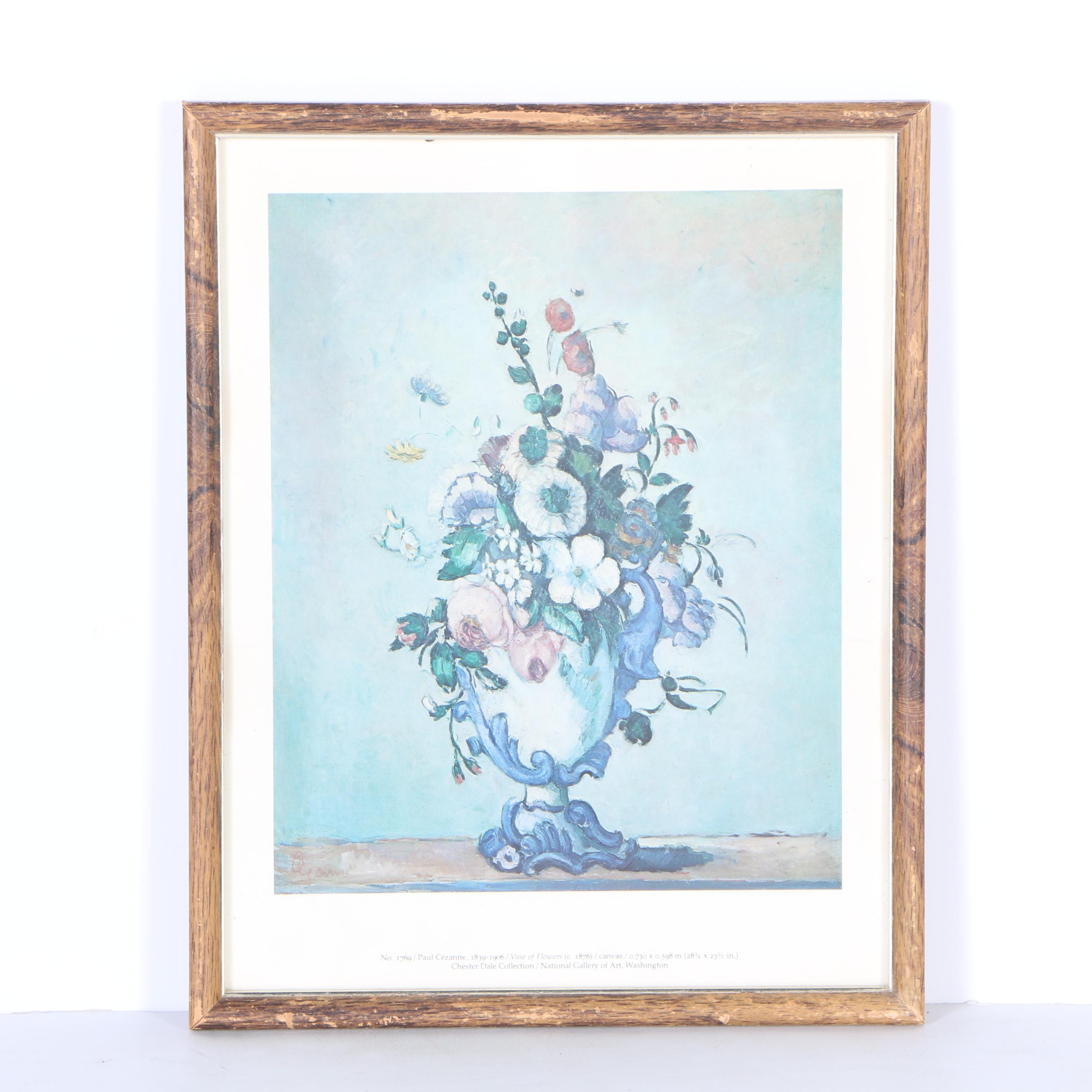 Offset Lithograph After Paul Cezanne "Vase of Flowers"
