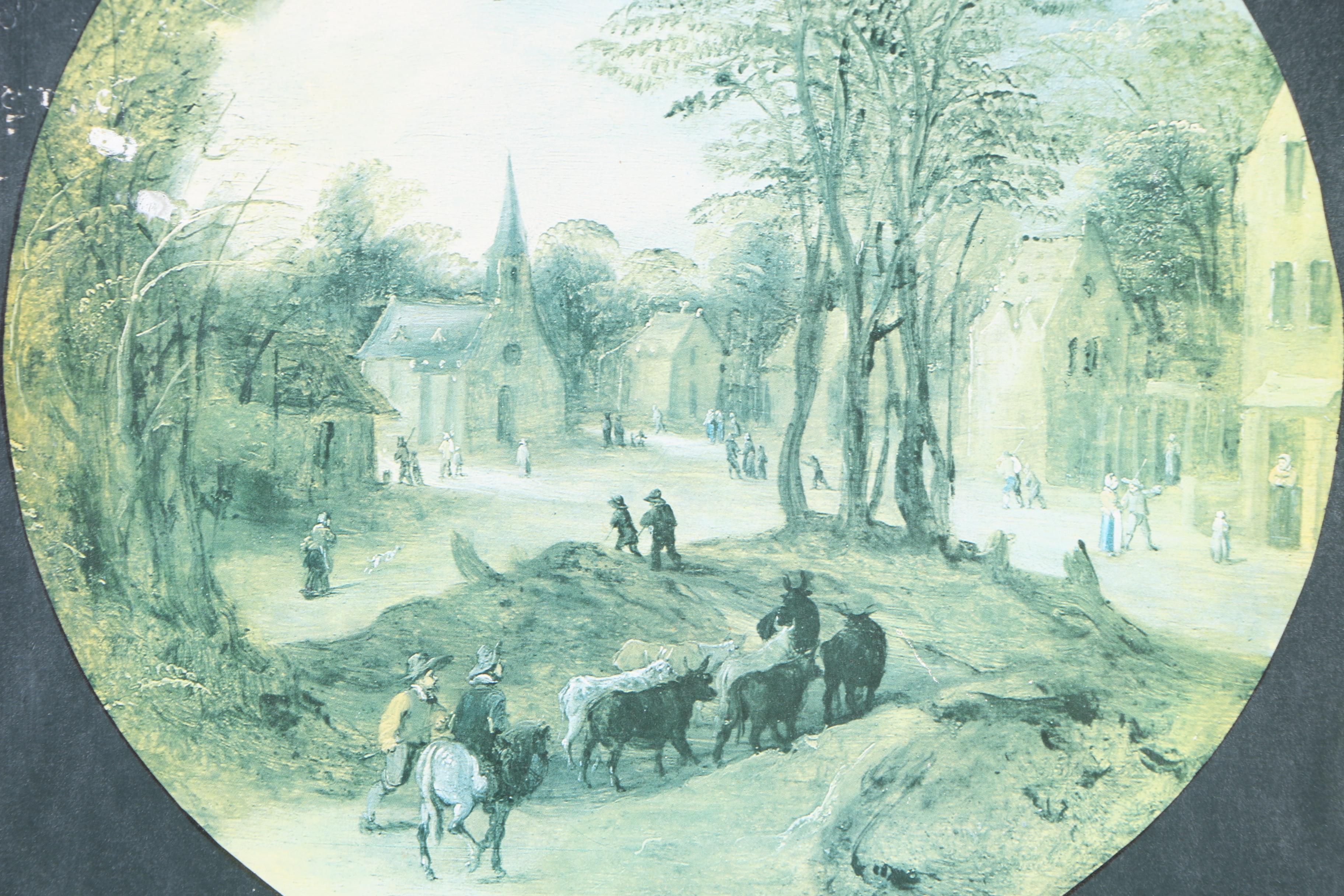 Two Offset Lithographs of Nostalgic Village Scenes