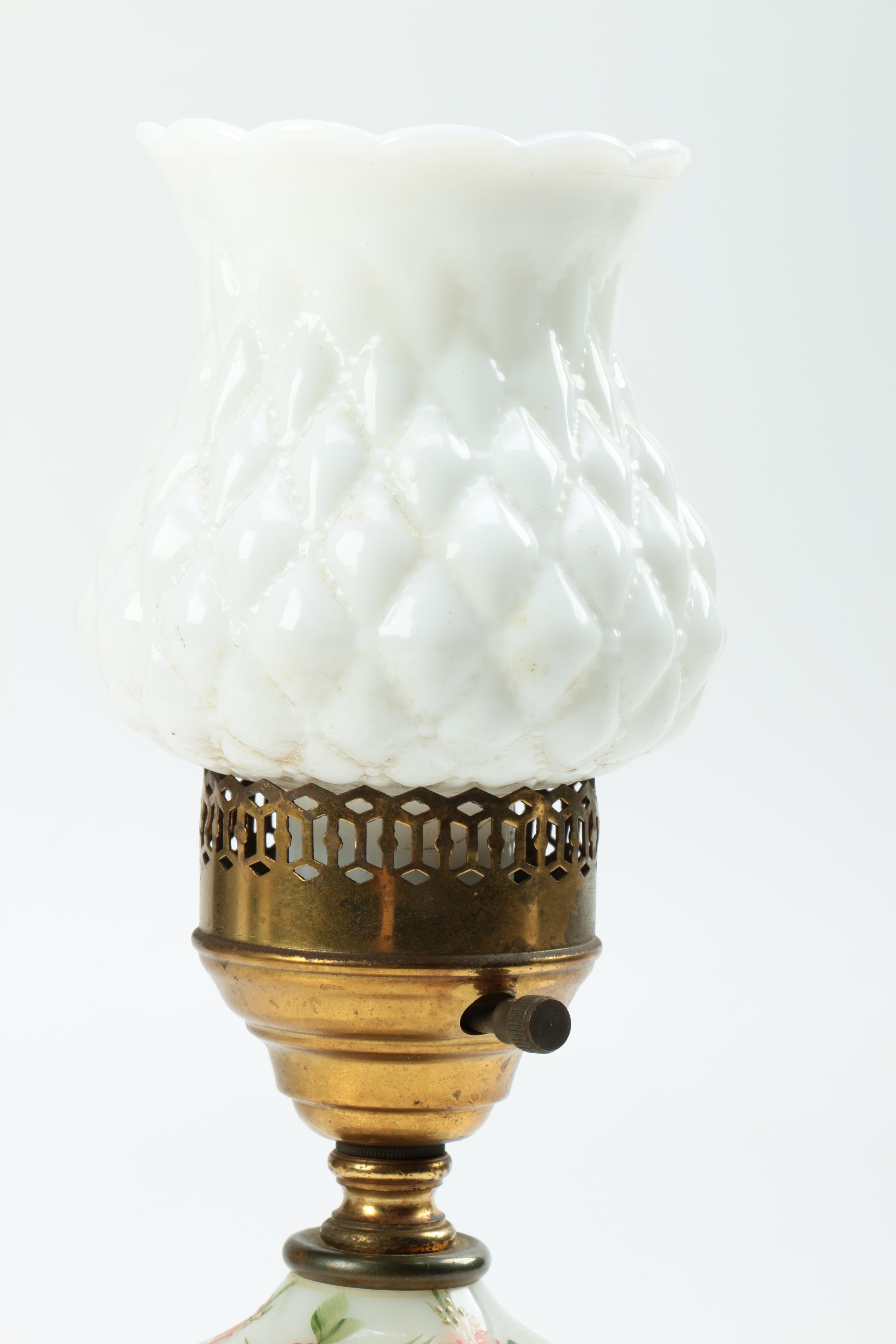 A Selection of Three Milk Glass Lamps