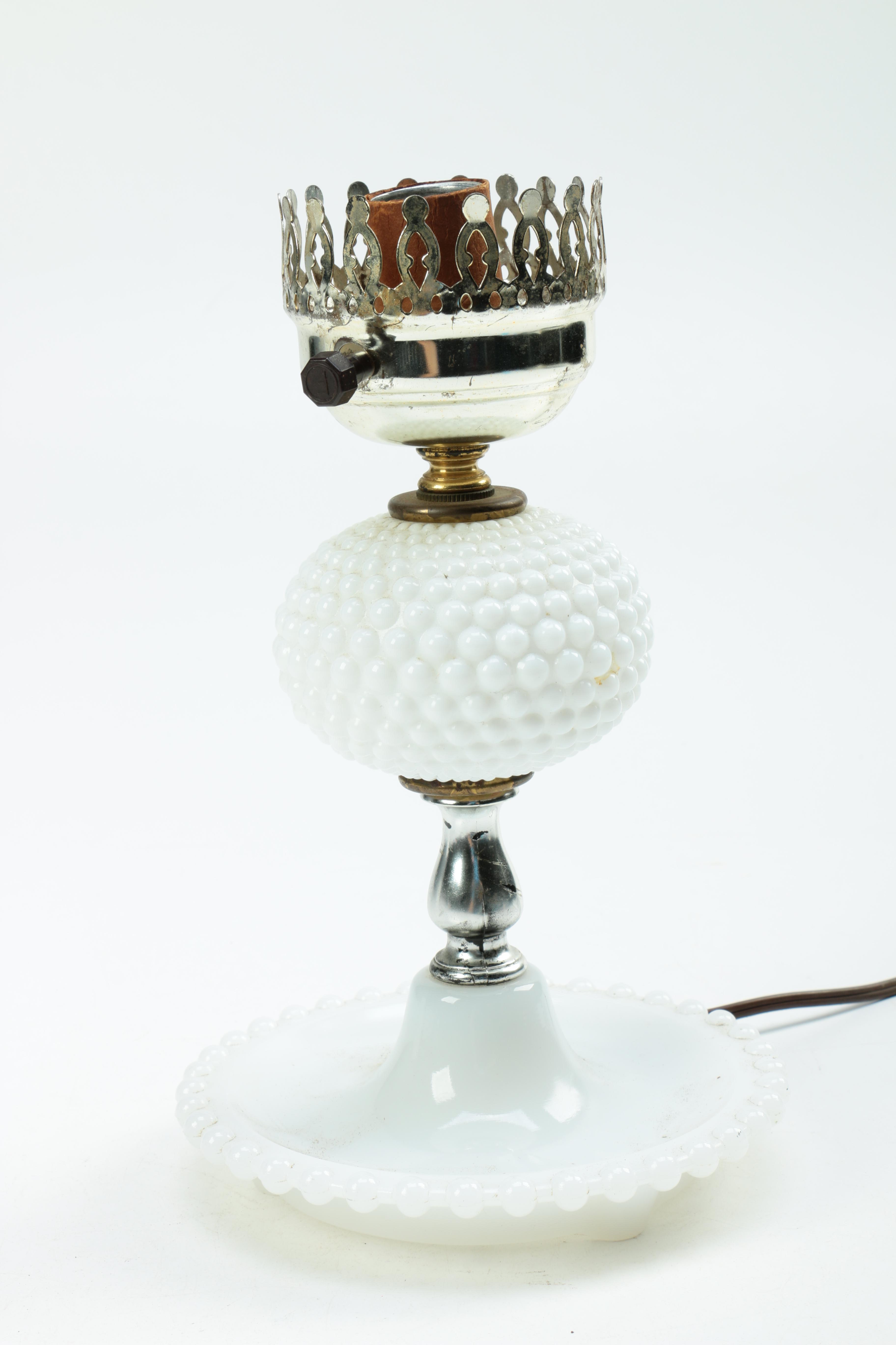 A Selection of Three Milk Glass Lamps