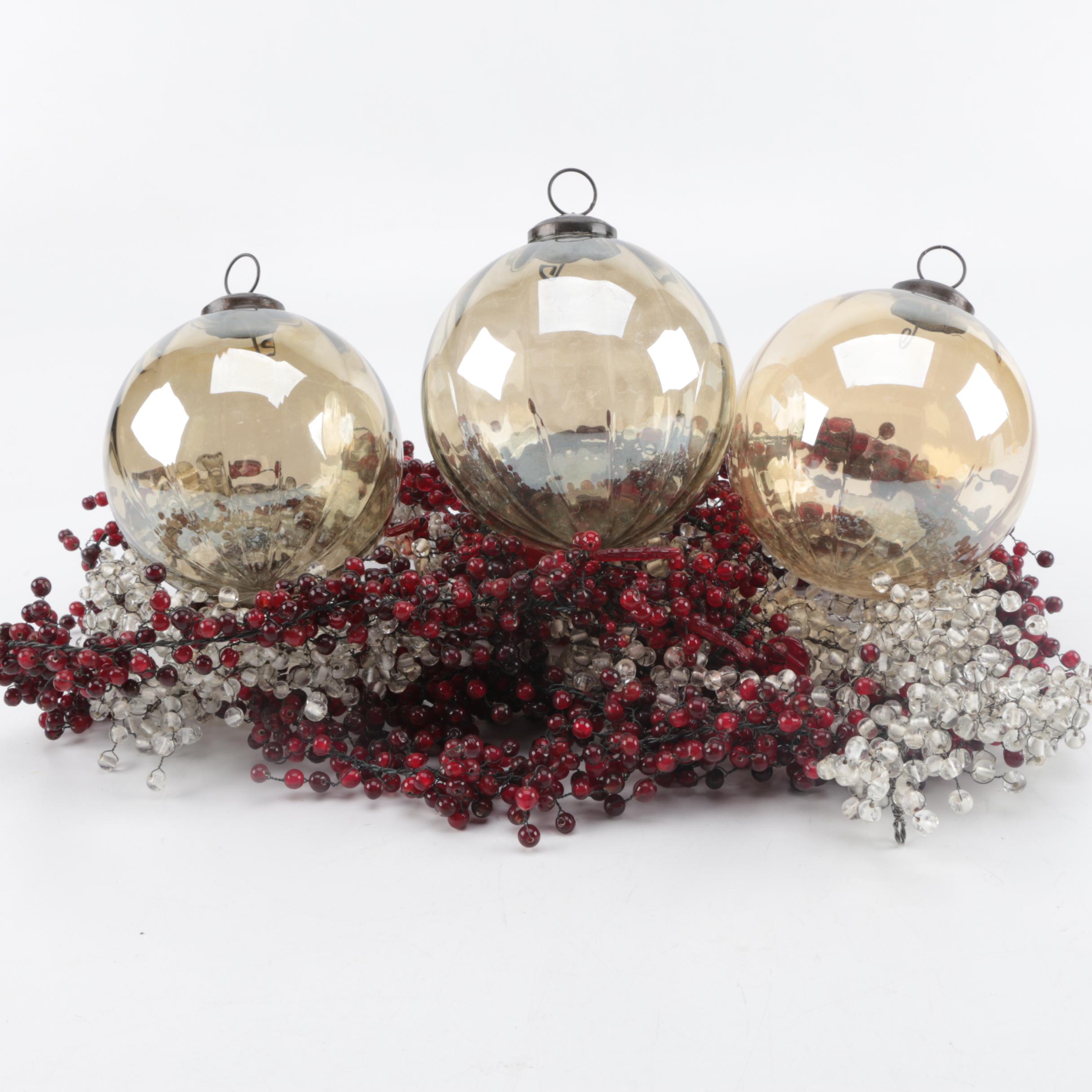 Glass Ornaments and Beaded Garland