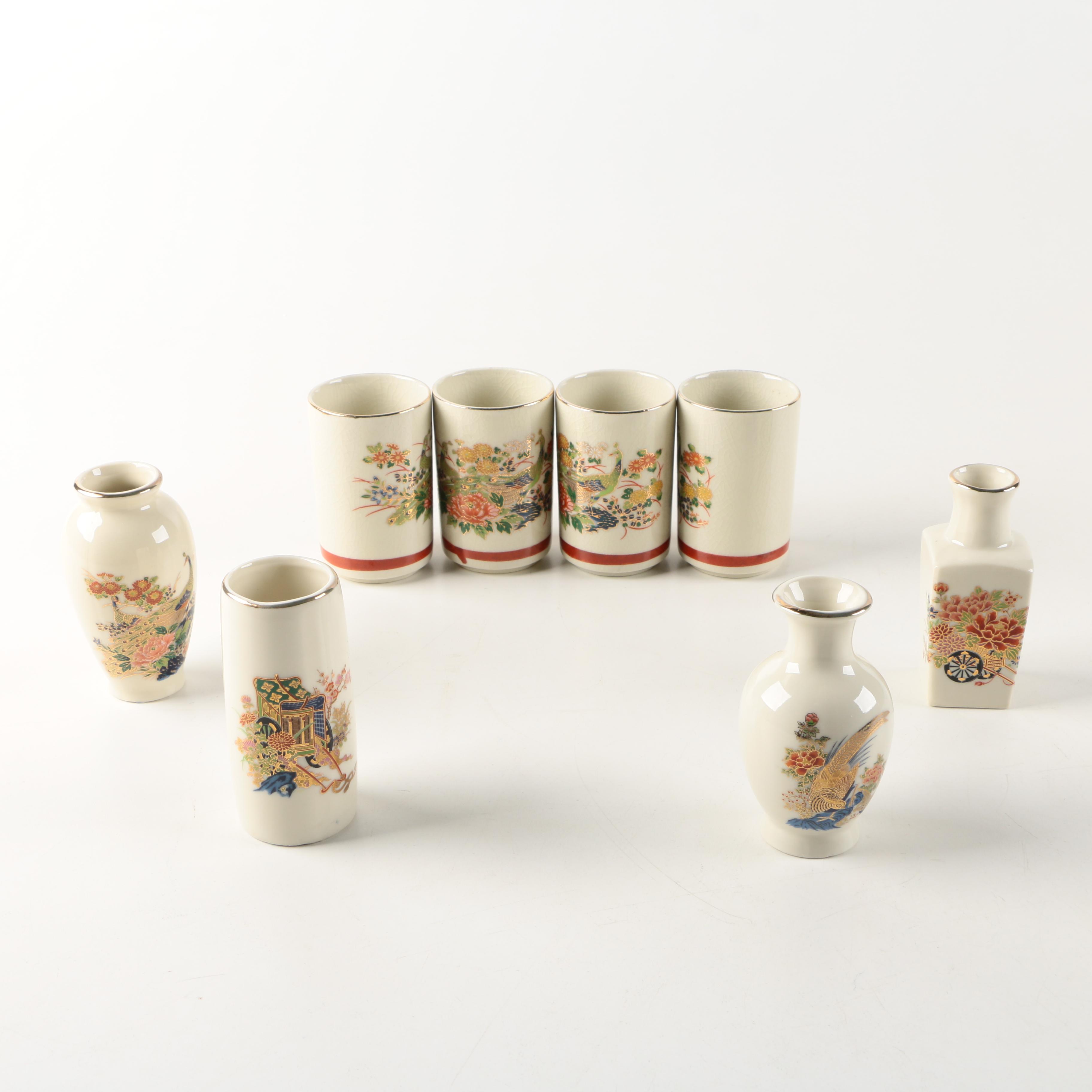 Miniature Japanese Ceramic Vases and Cups