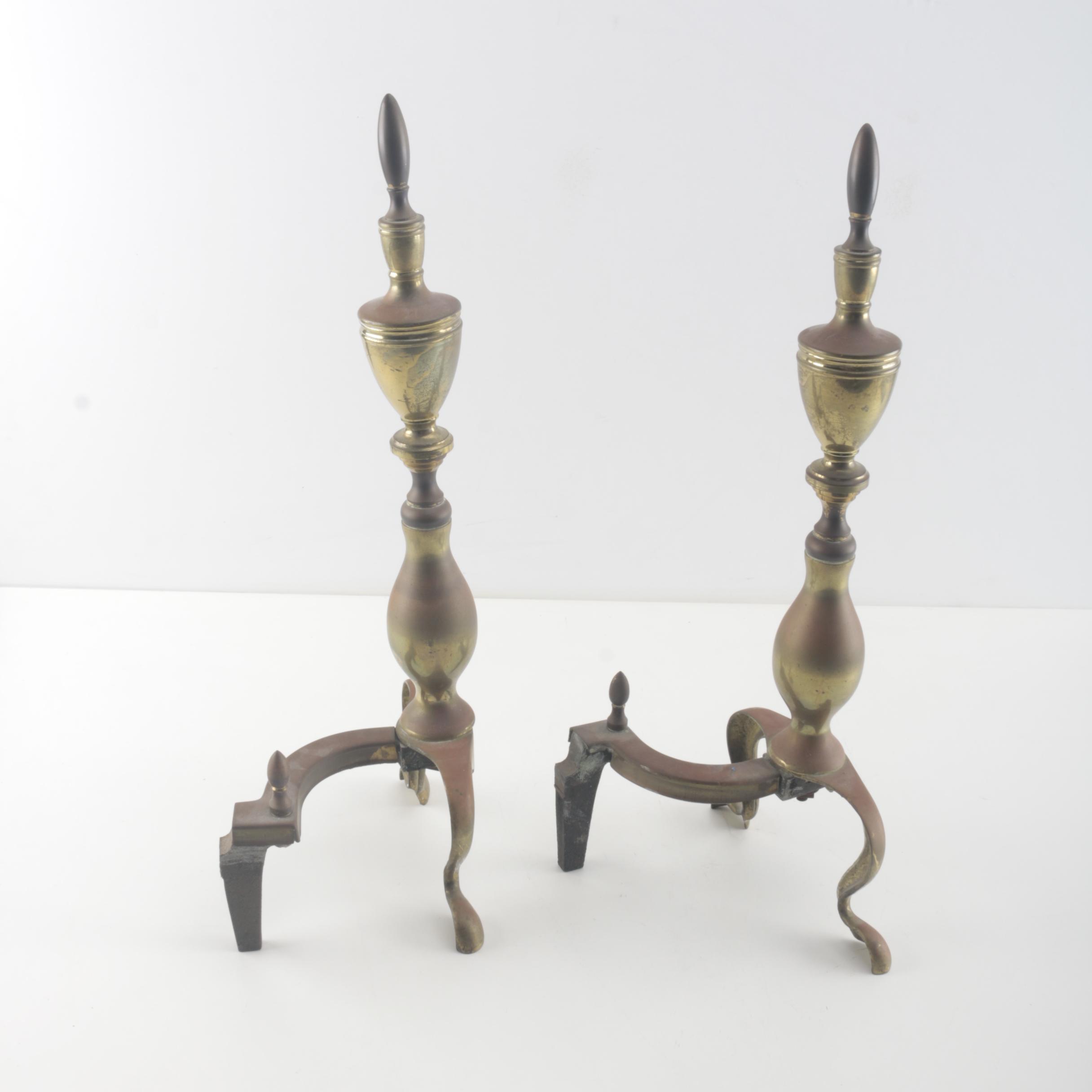 Pair of Brass Andirons