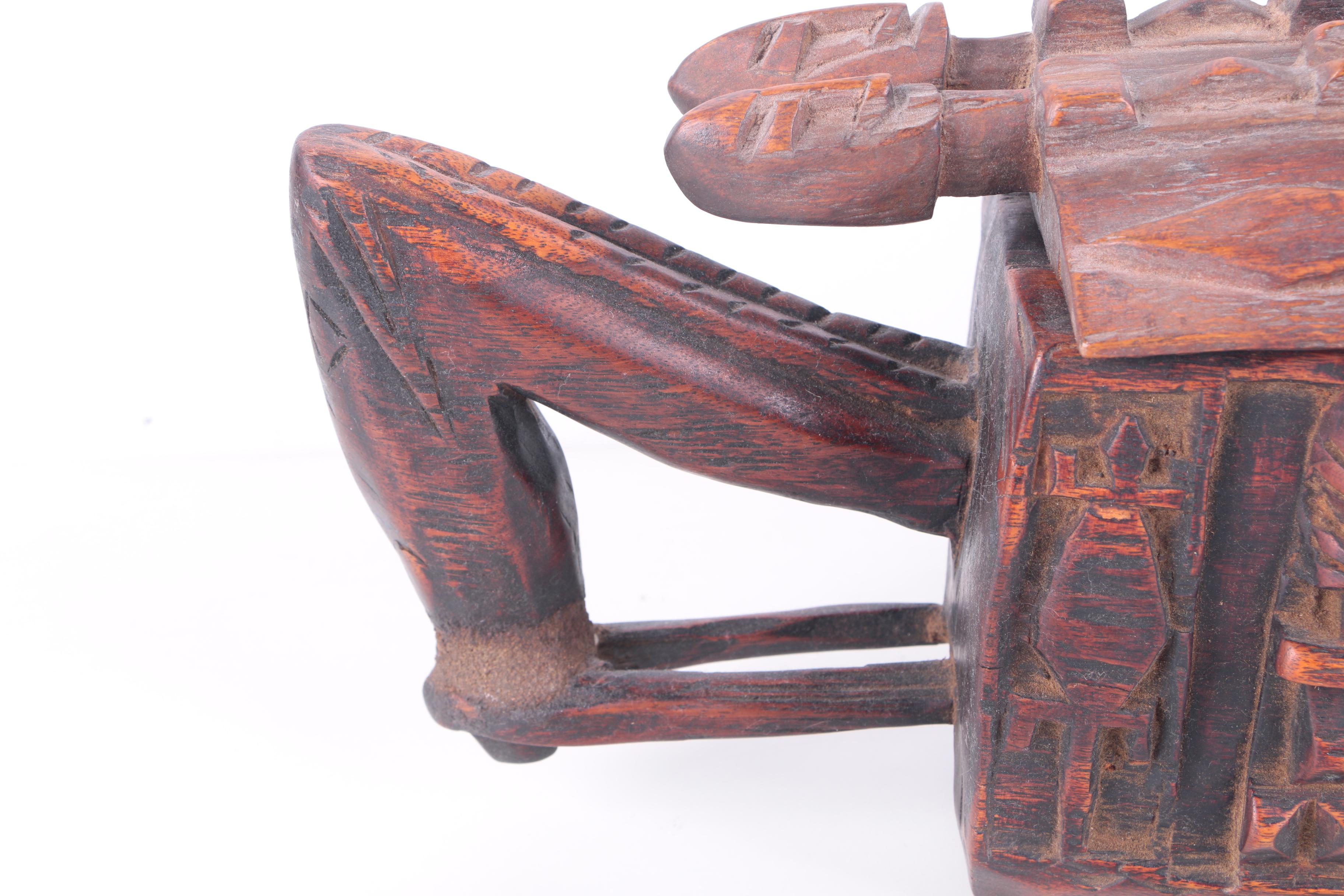 Hand Carved Wooden Container with Lid and Handle