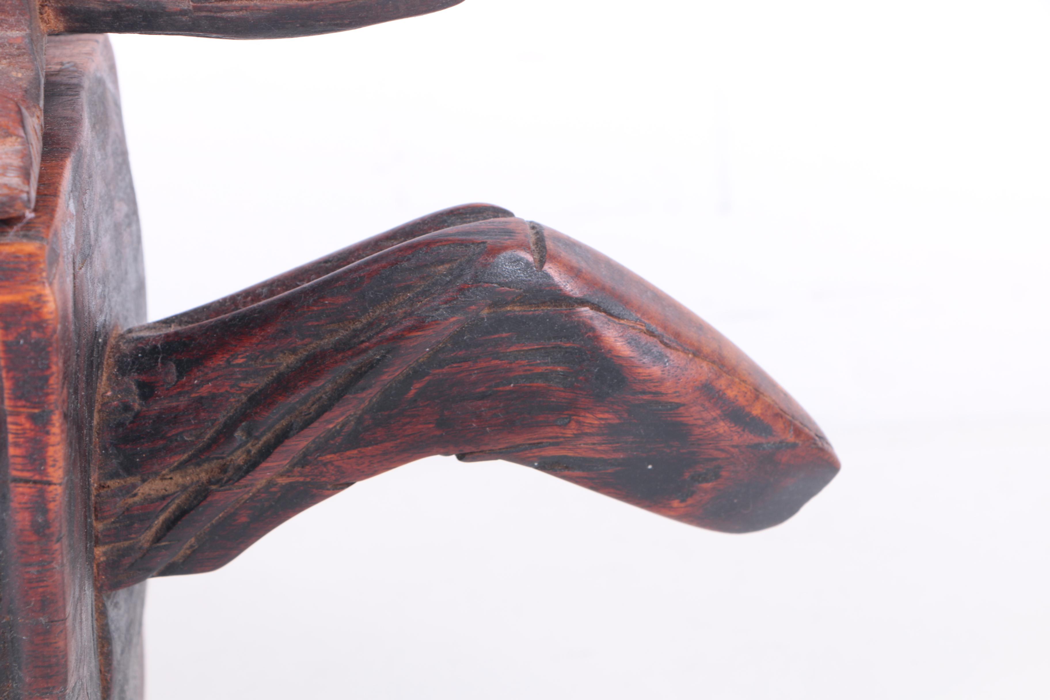 Hand Carved Wooden Container with Lid and Handle