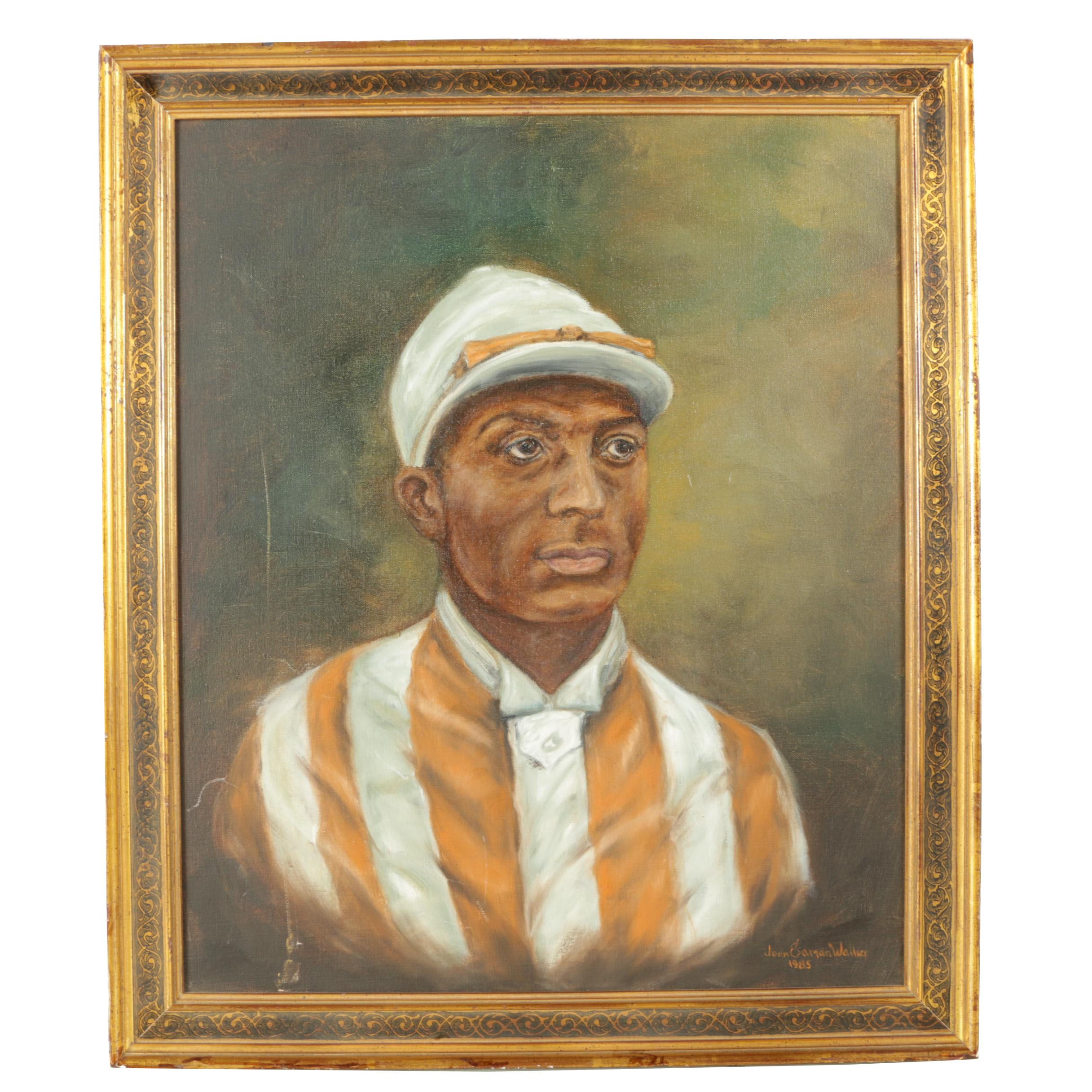 Joan Walker Oil Portrait of Jockey Issac Murphy
