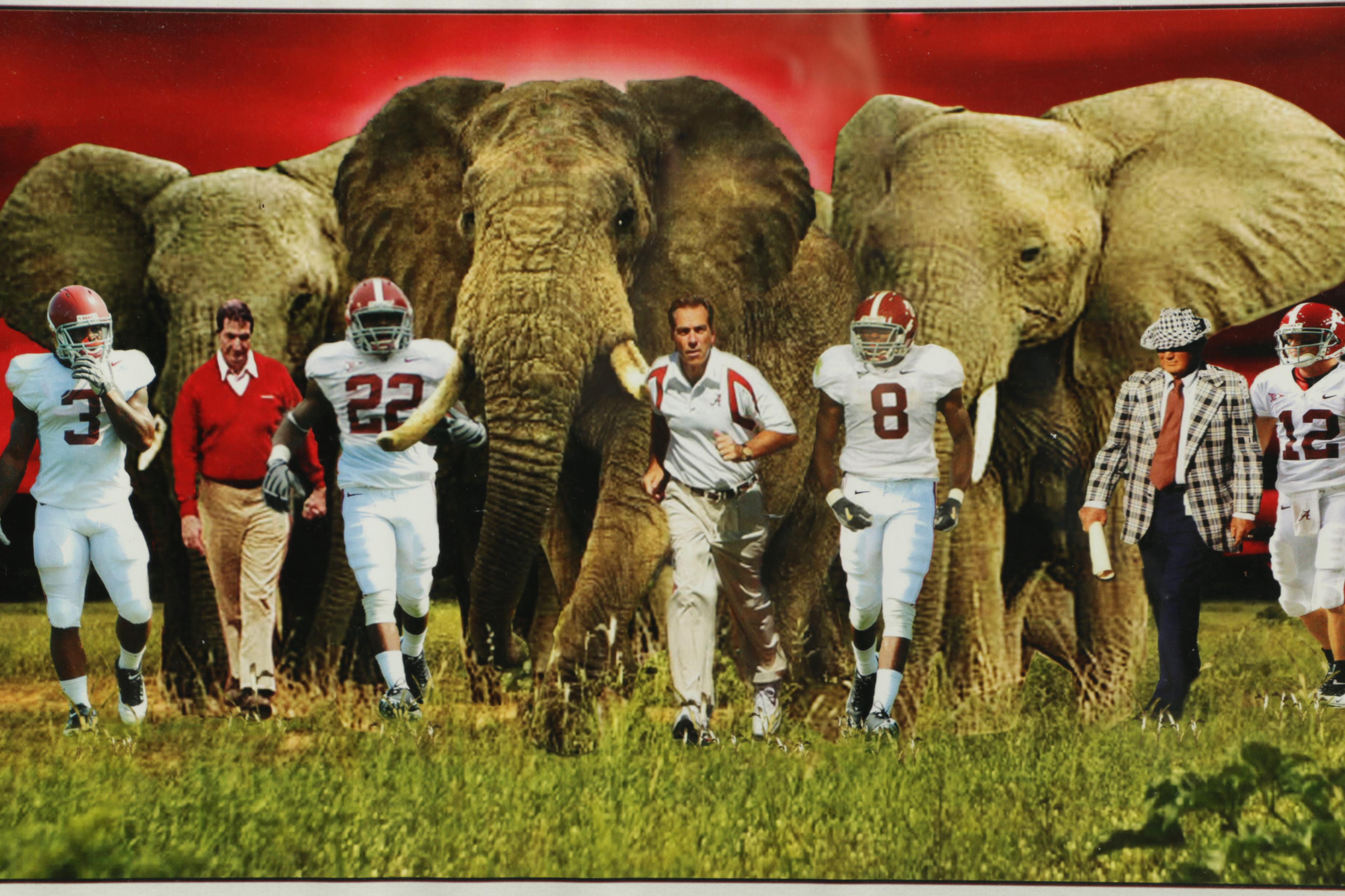 Offset Lithograph on Paper After Digital Collage of Crimson Tide Football