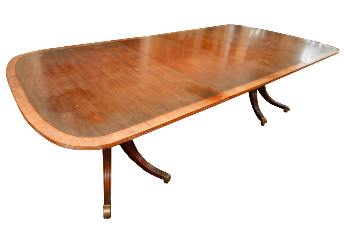 Regency Style Double-Pedestal Mahogany Dining Table