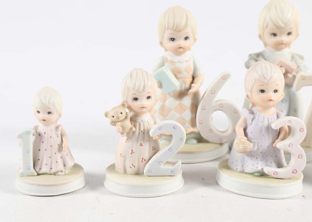 Vintage Lefton China Birthday Figurines