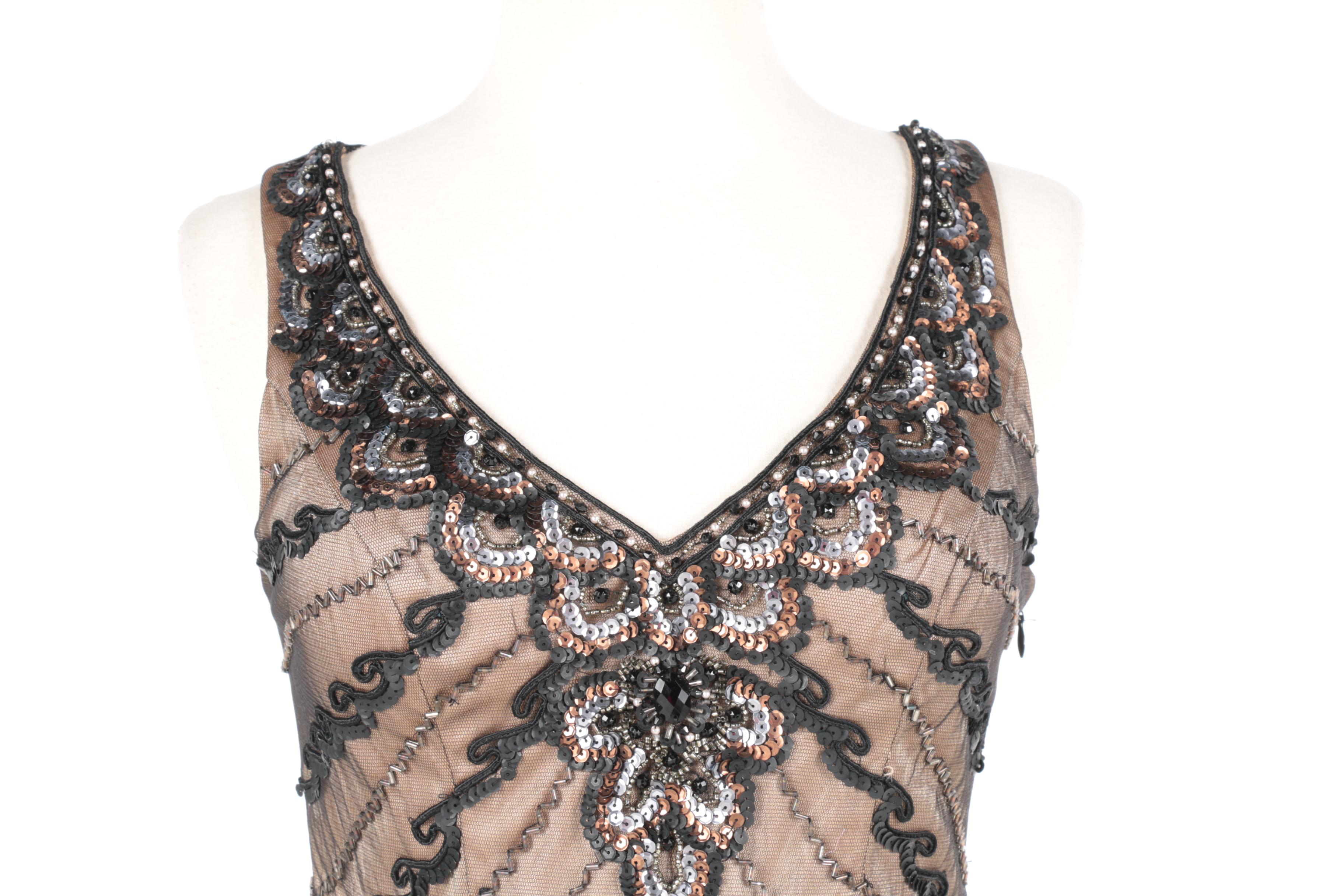 Sue Wong Nocturne Art Deco Inspired Embellished Dress