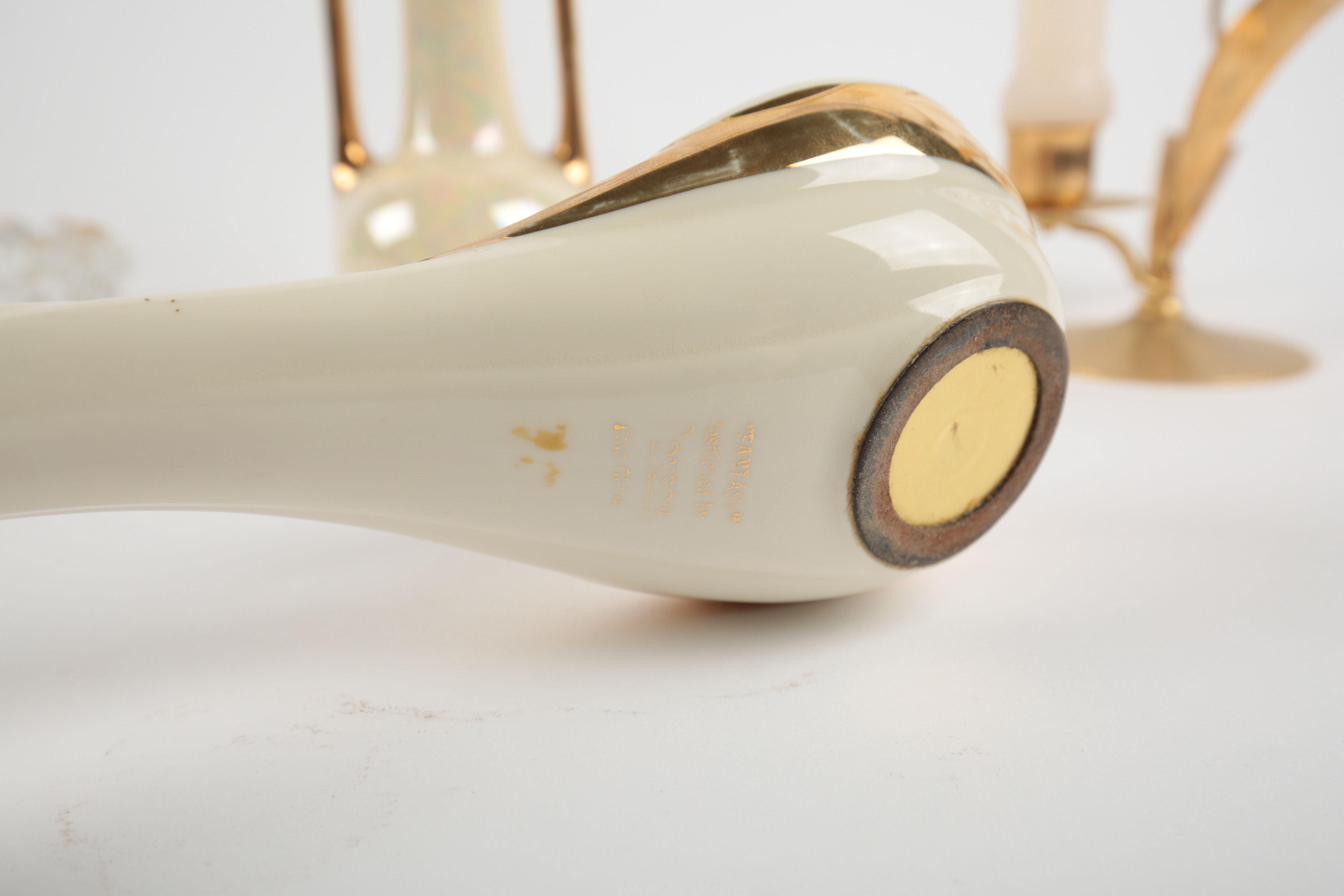 Brass and Porcelain Home Decor Including a Ronson Lighter