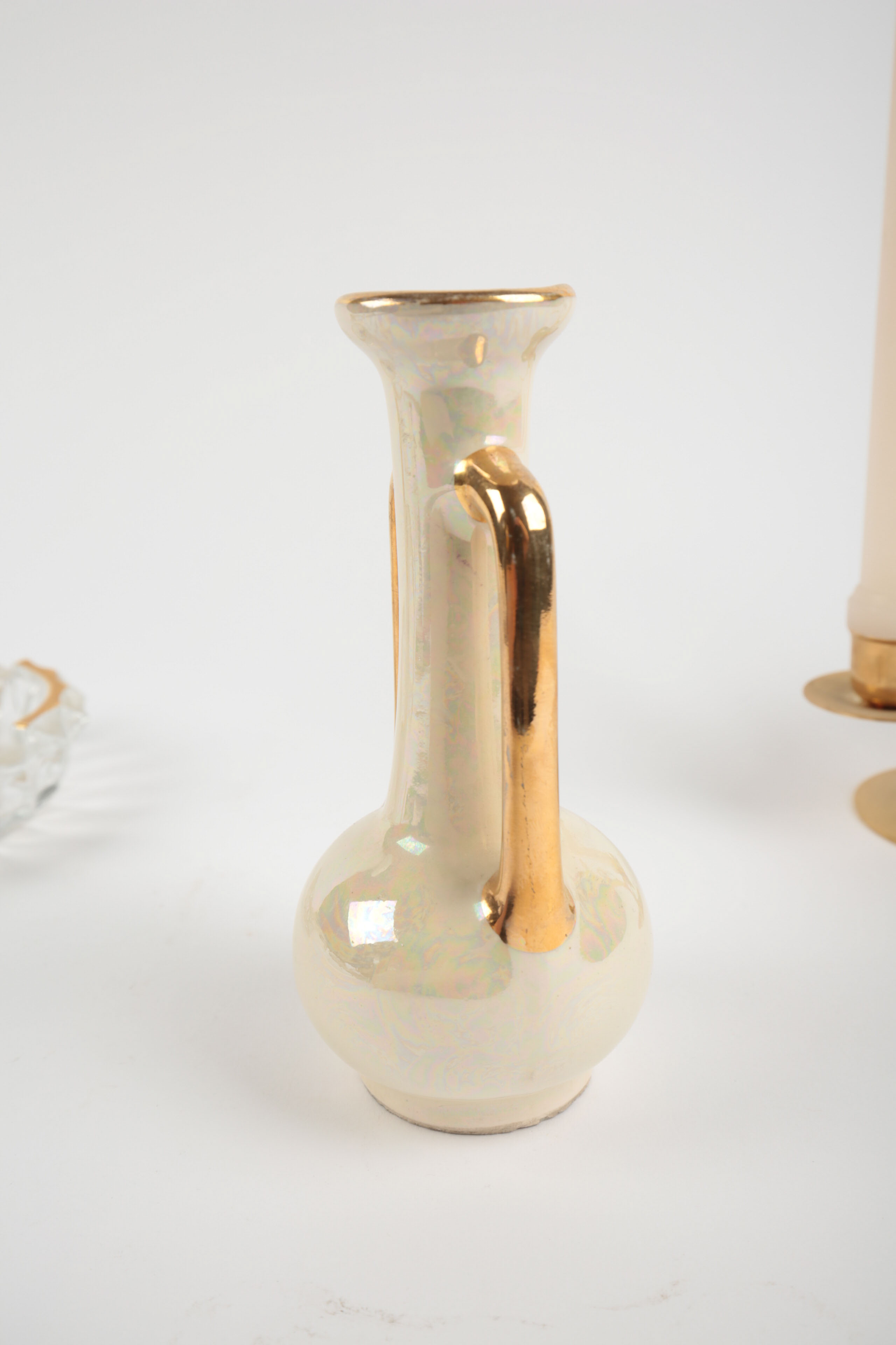 Brass and Porcelain Home Decor Including a Ronson Lighter