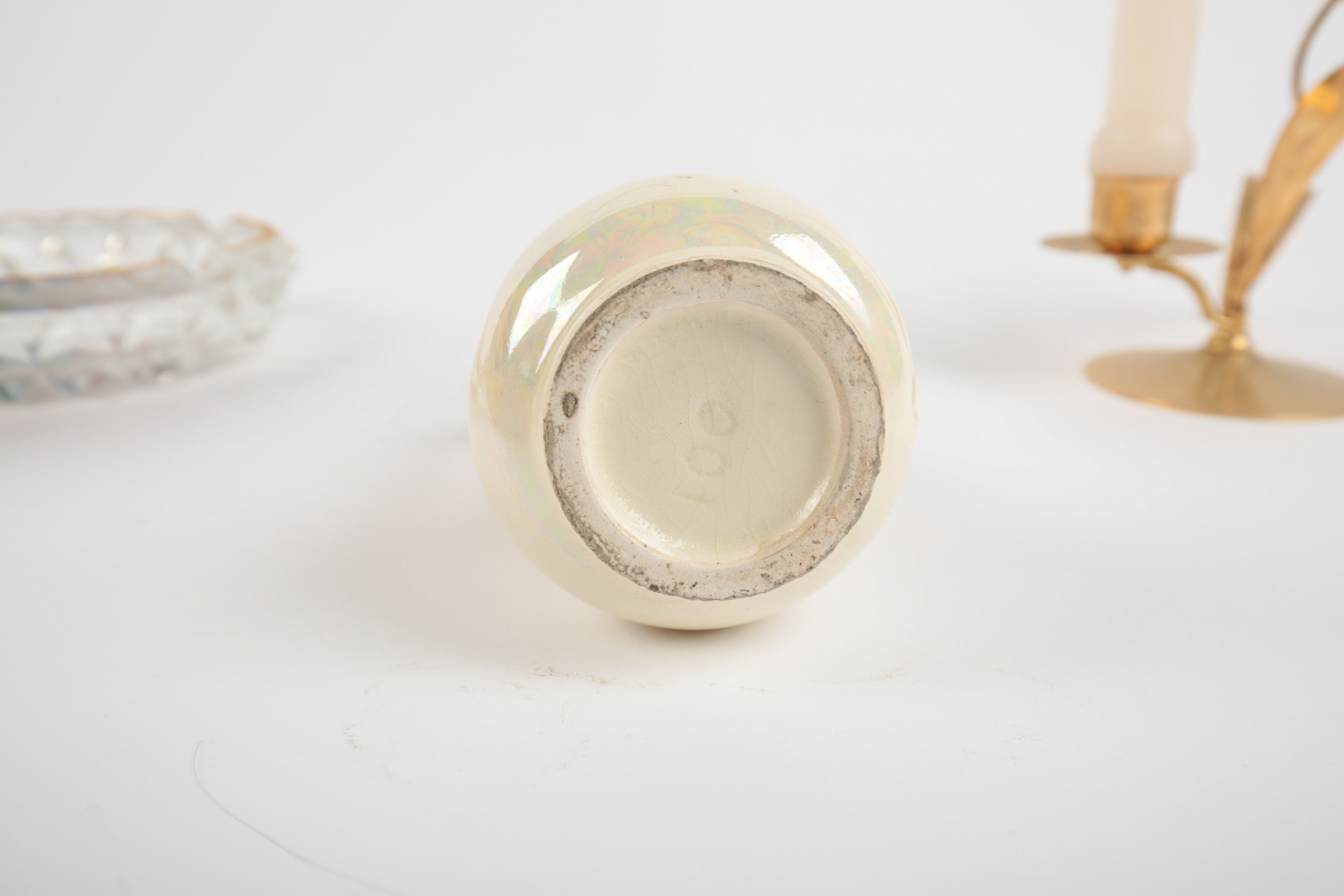 Brass and Porcelain Home Decor Including a Ronson Lighter