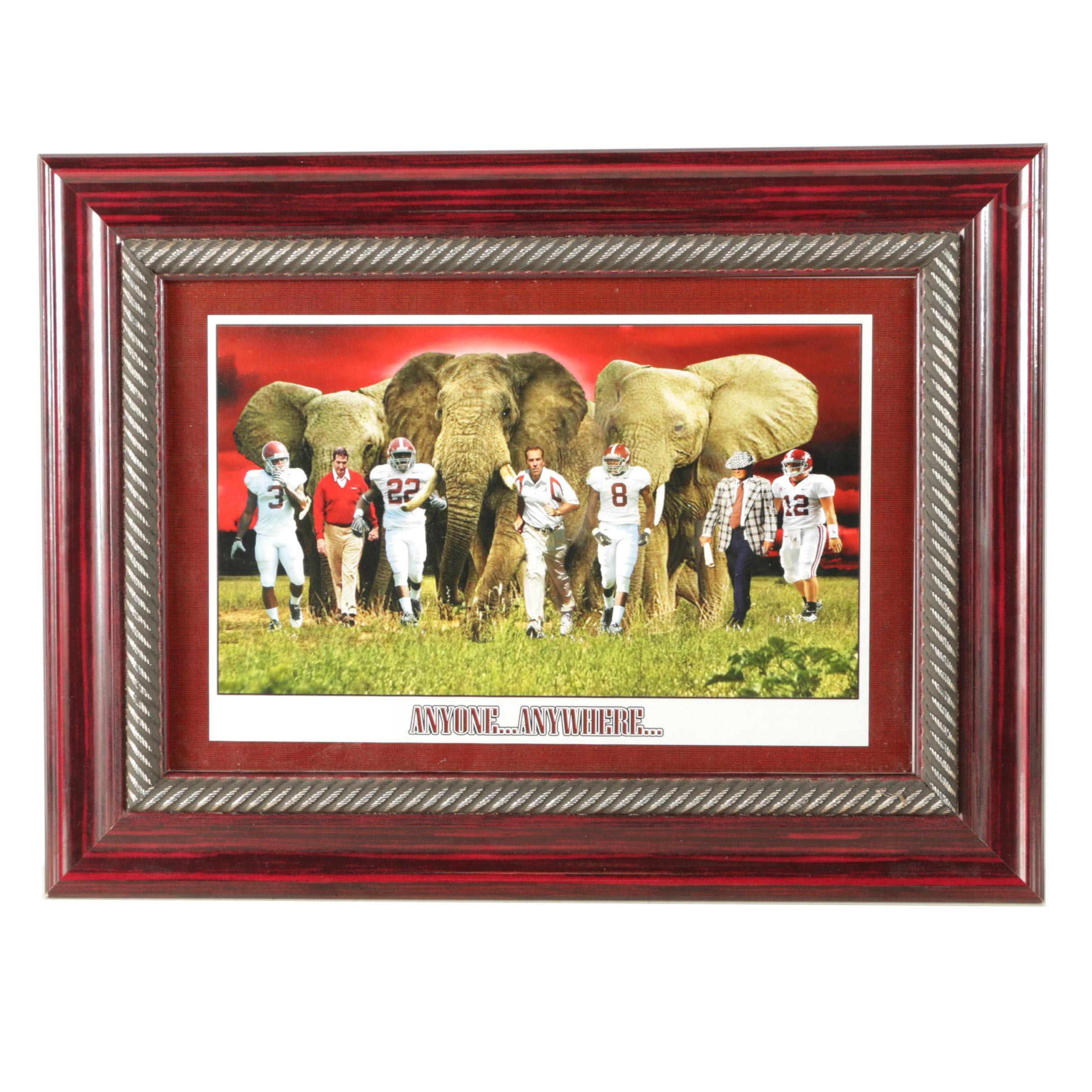 Offset Lithograph on Paper After Digital Collage of Crimson Tide Football