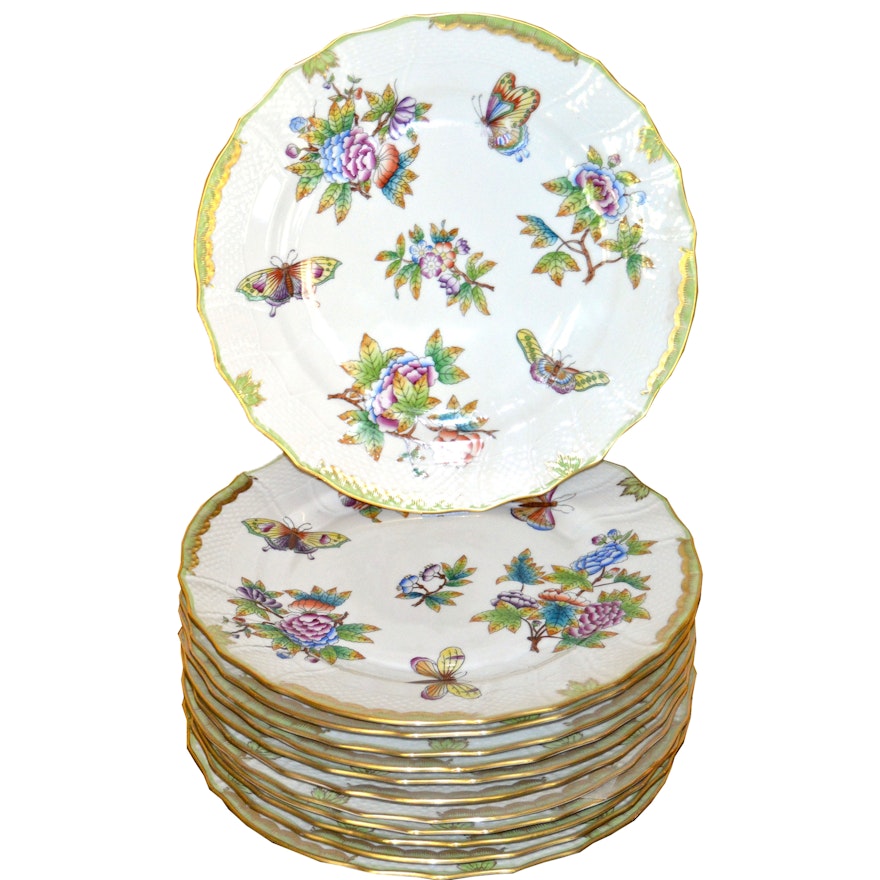 Herend "Queen Victoria" Hand-Painted Dinner Plates