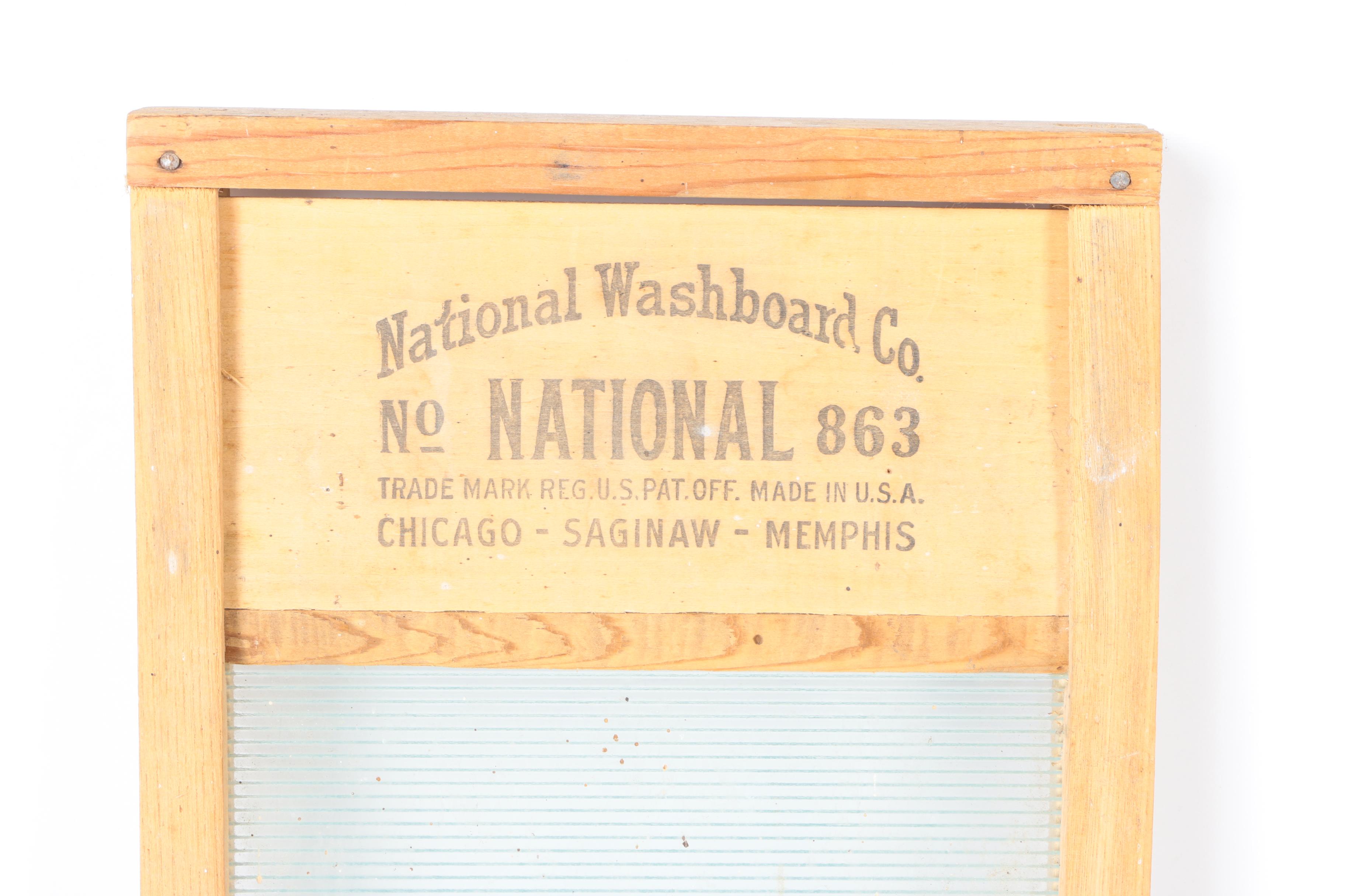 Vintage National Washboard Co. No. 863 Glass and Wood Washboard