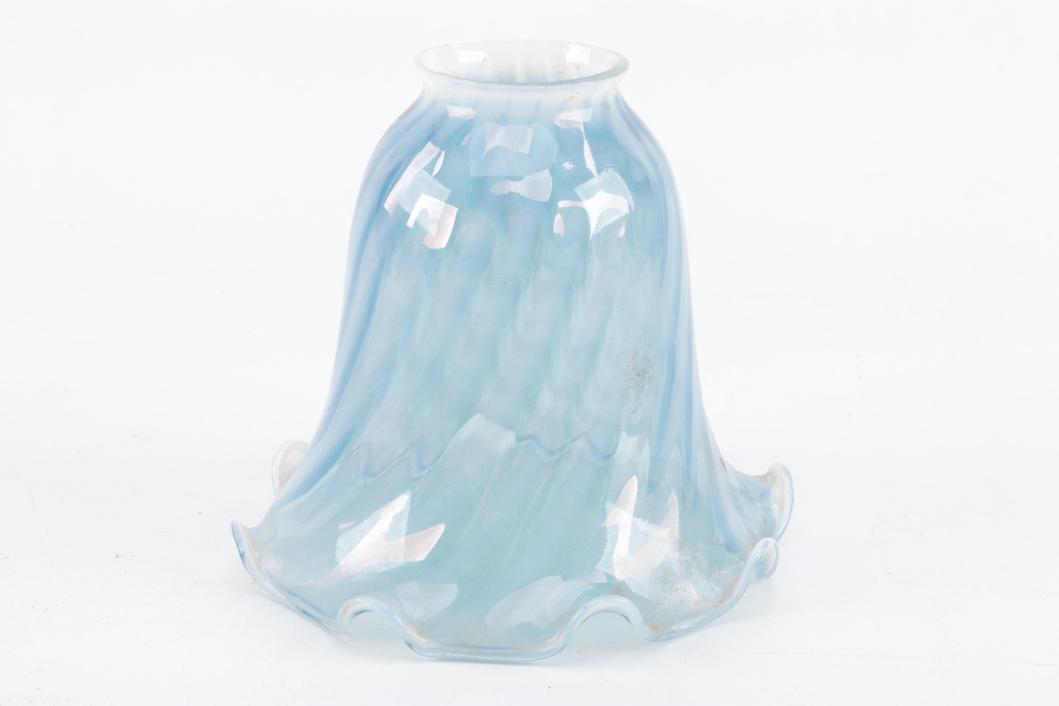 Four Vintage Pale Blue Glass Lamp Shades
