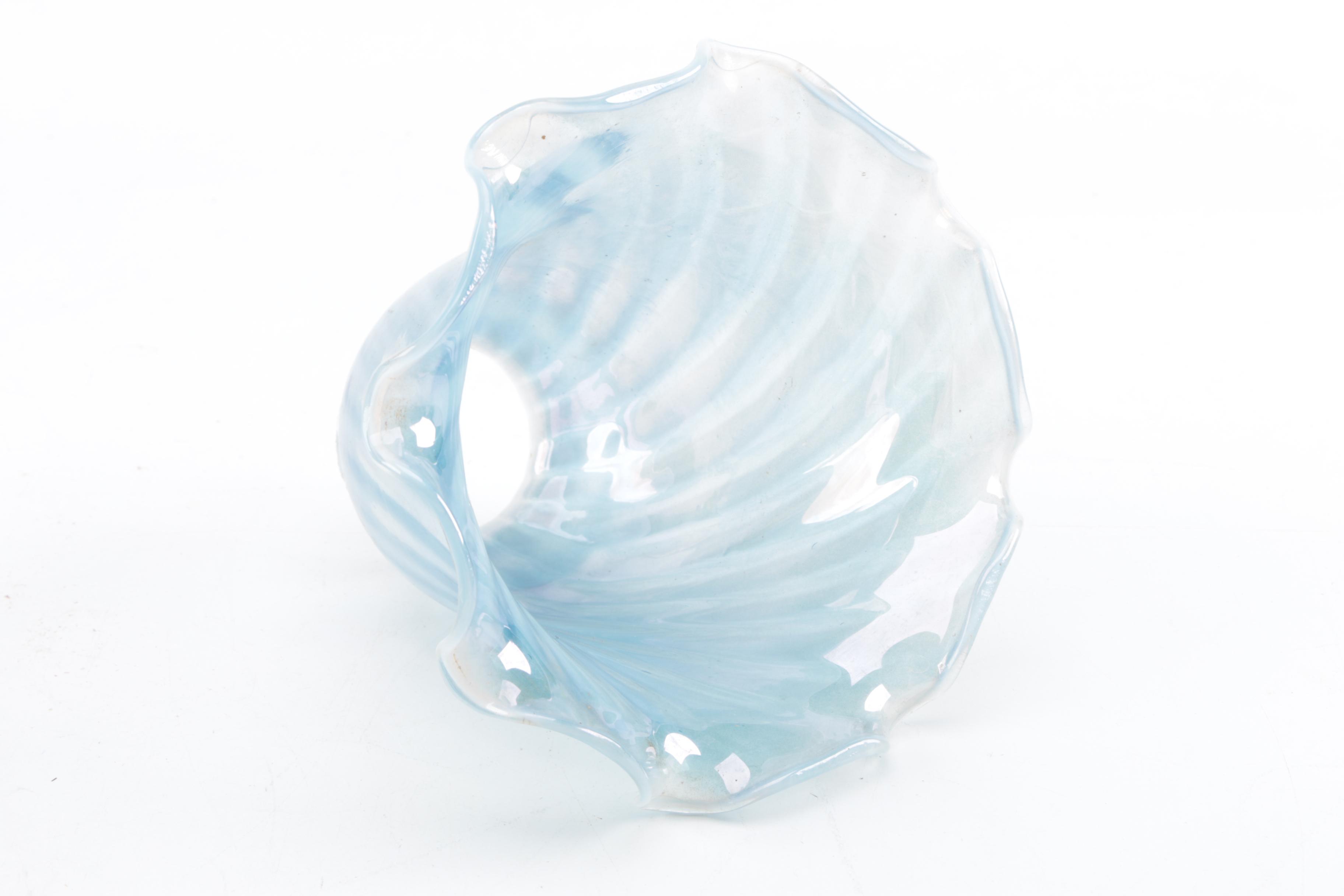 Four Vintage Pale Blue Glass Lamp Shades