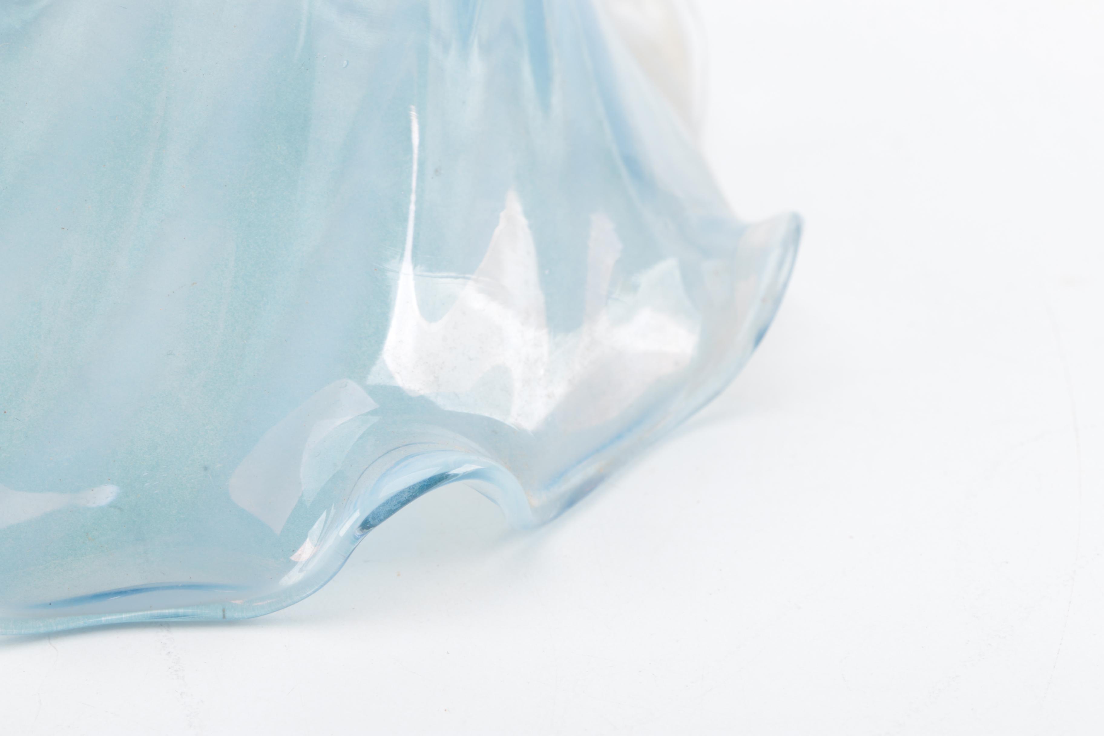 Four Vintage Pale Blue Glass Lamp Shades