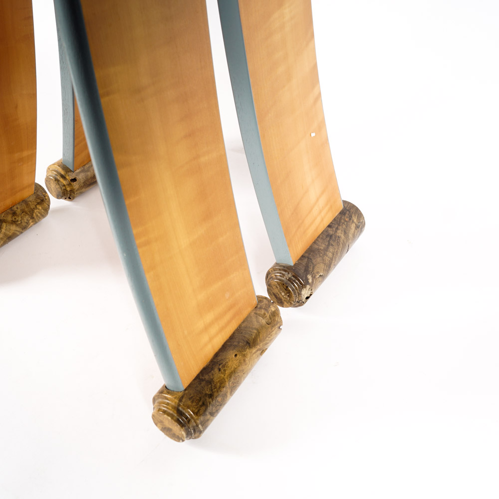 Jon Benson Marble, Walnut Burl and Metal Pedestal