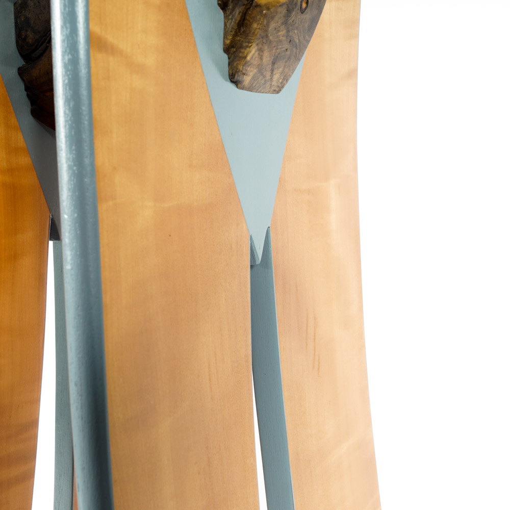 Jon Benson Marble, Walnut Burl and Metal Pedestal