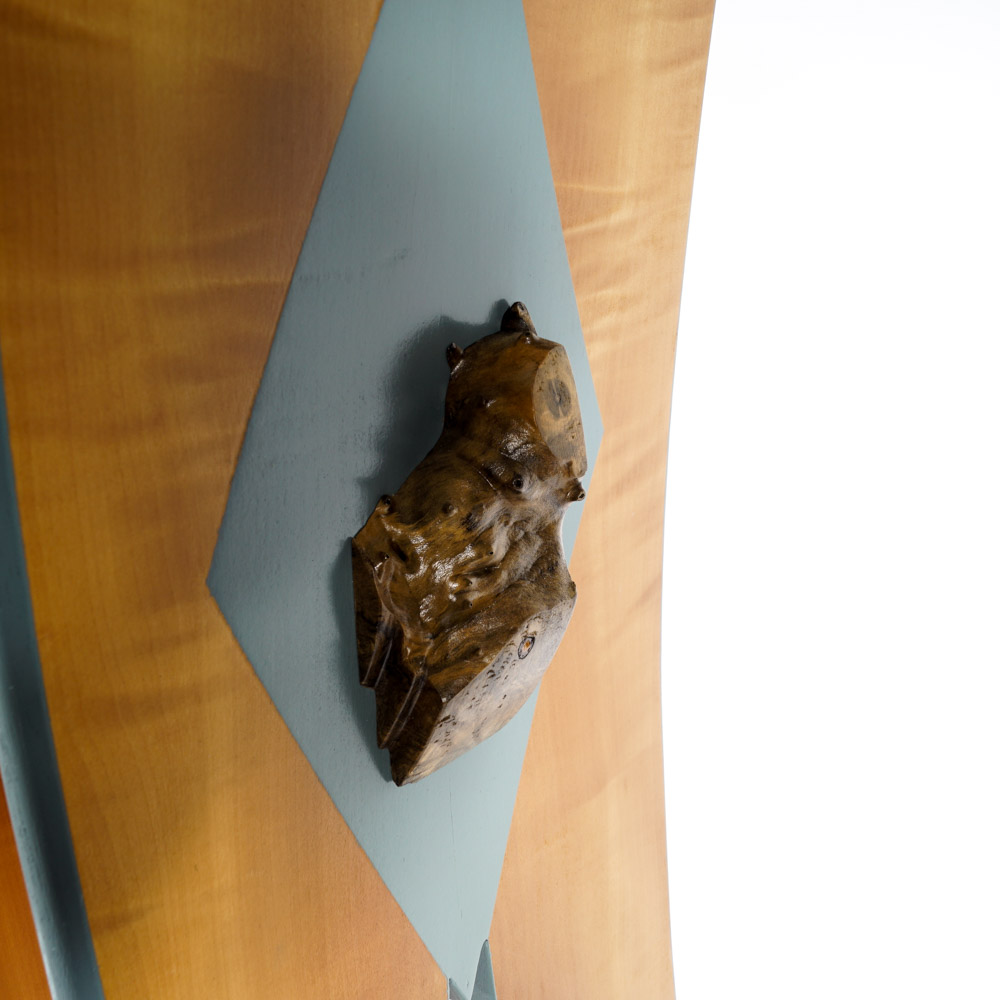 Jon Benson Marble, Walnut Burl and Metal Pedestal