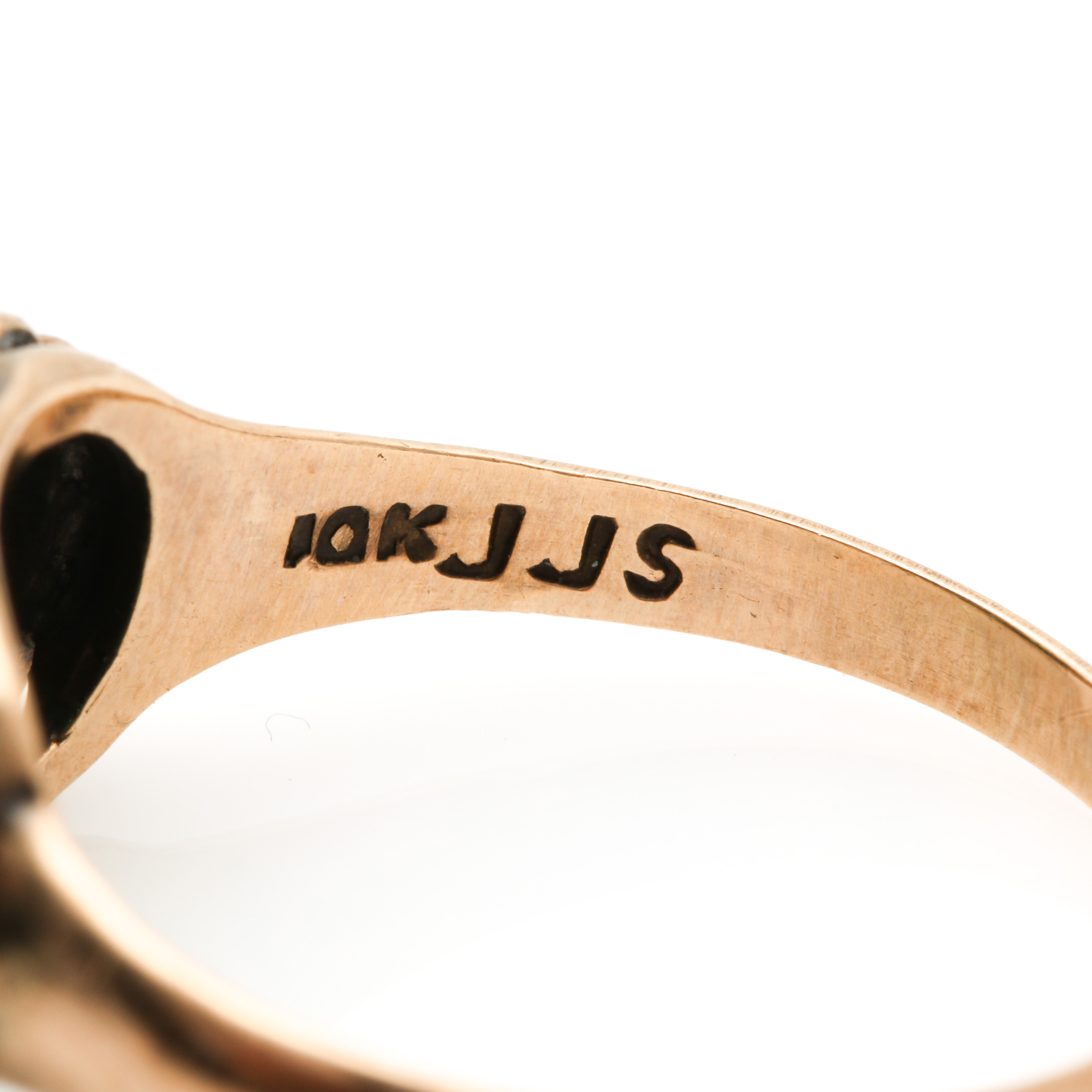 Antique 10K Yellow Gold Green Glass Ring