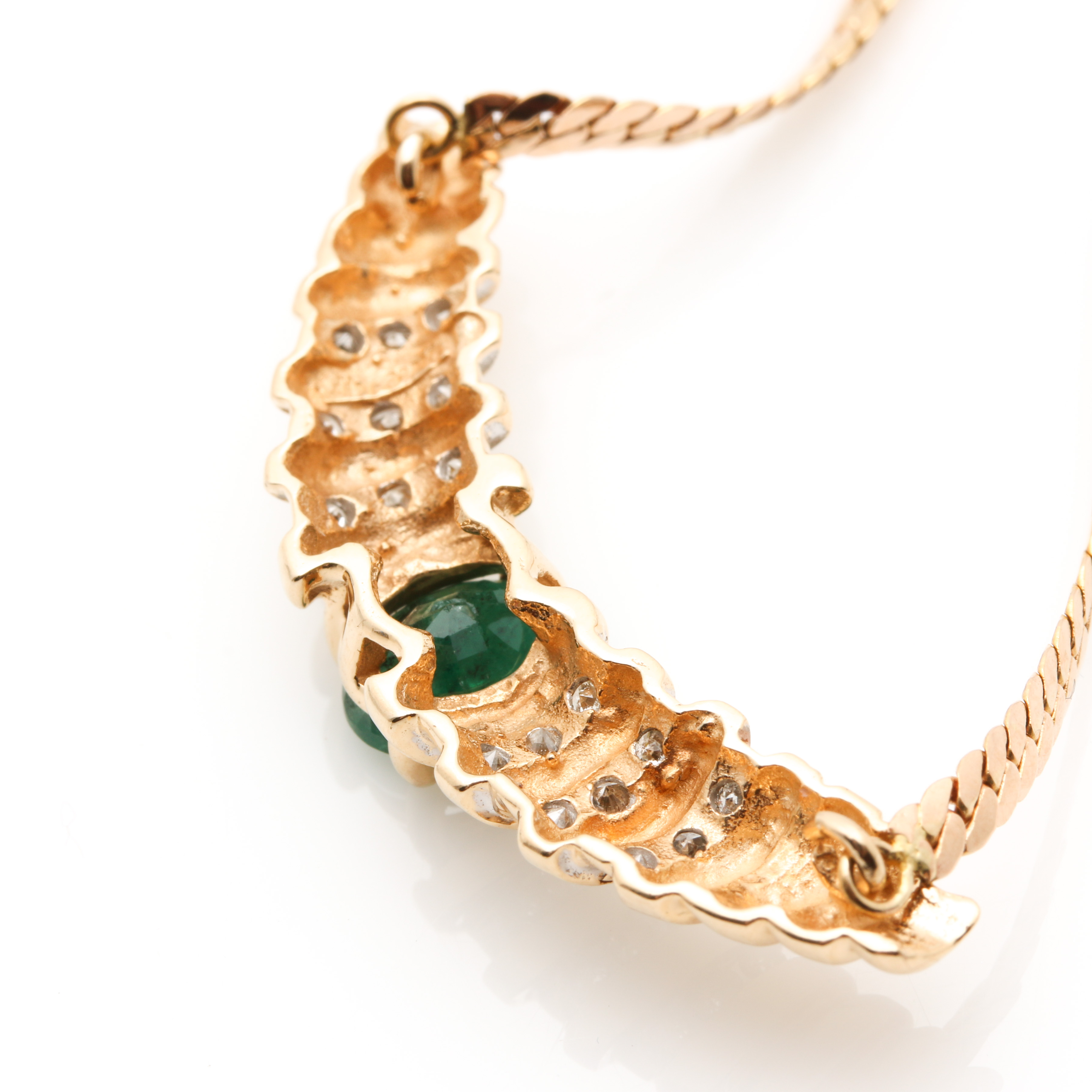 14K Yellow Gold 1.06 CT Emerald and Diamond Necklace