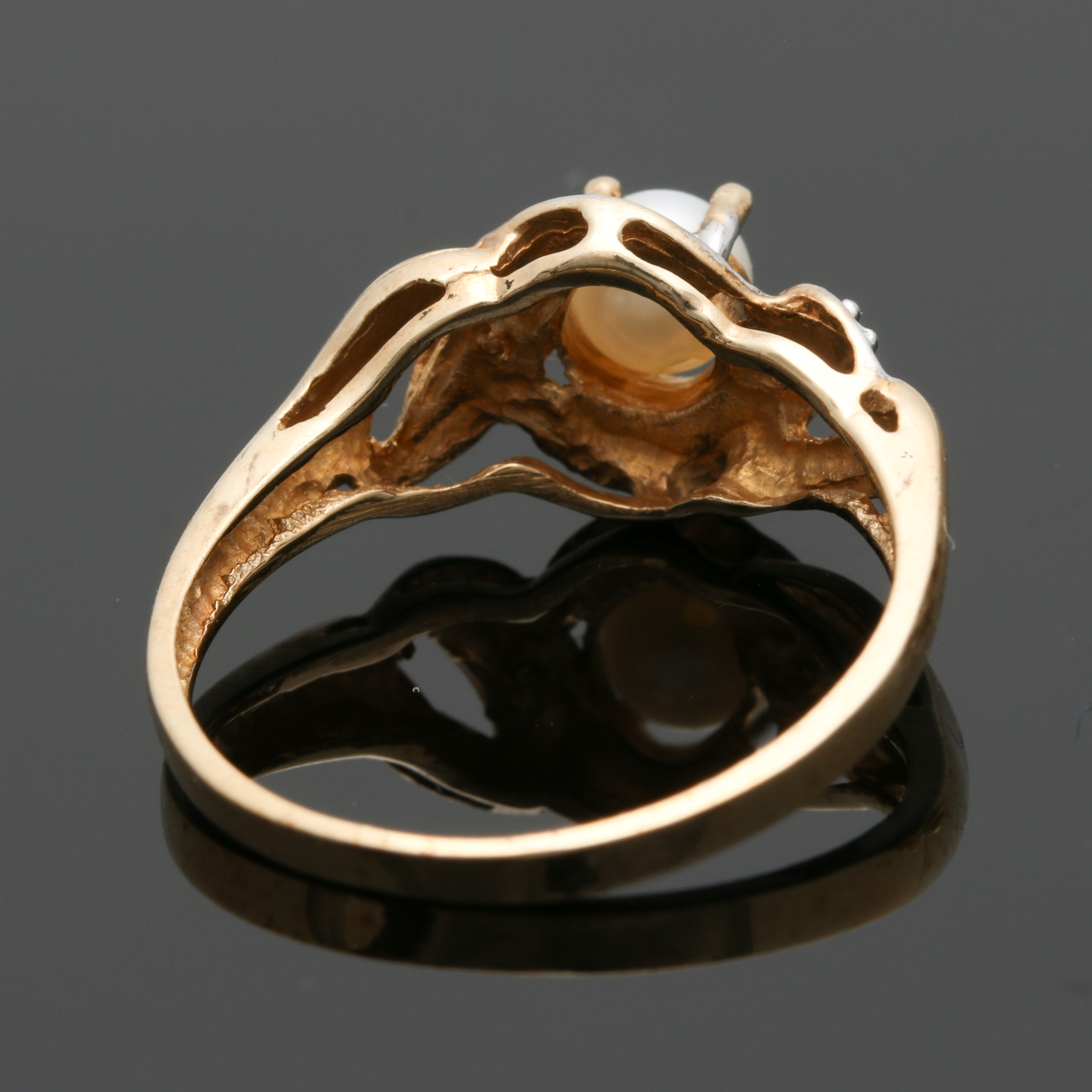 14K Yellow Gold Pearl and Diamond Ring and Earrings