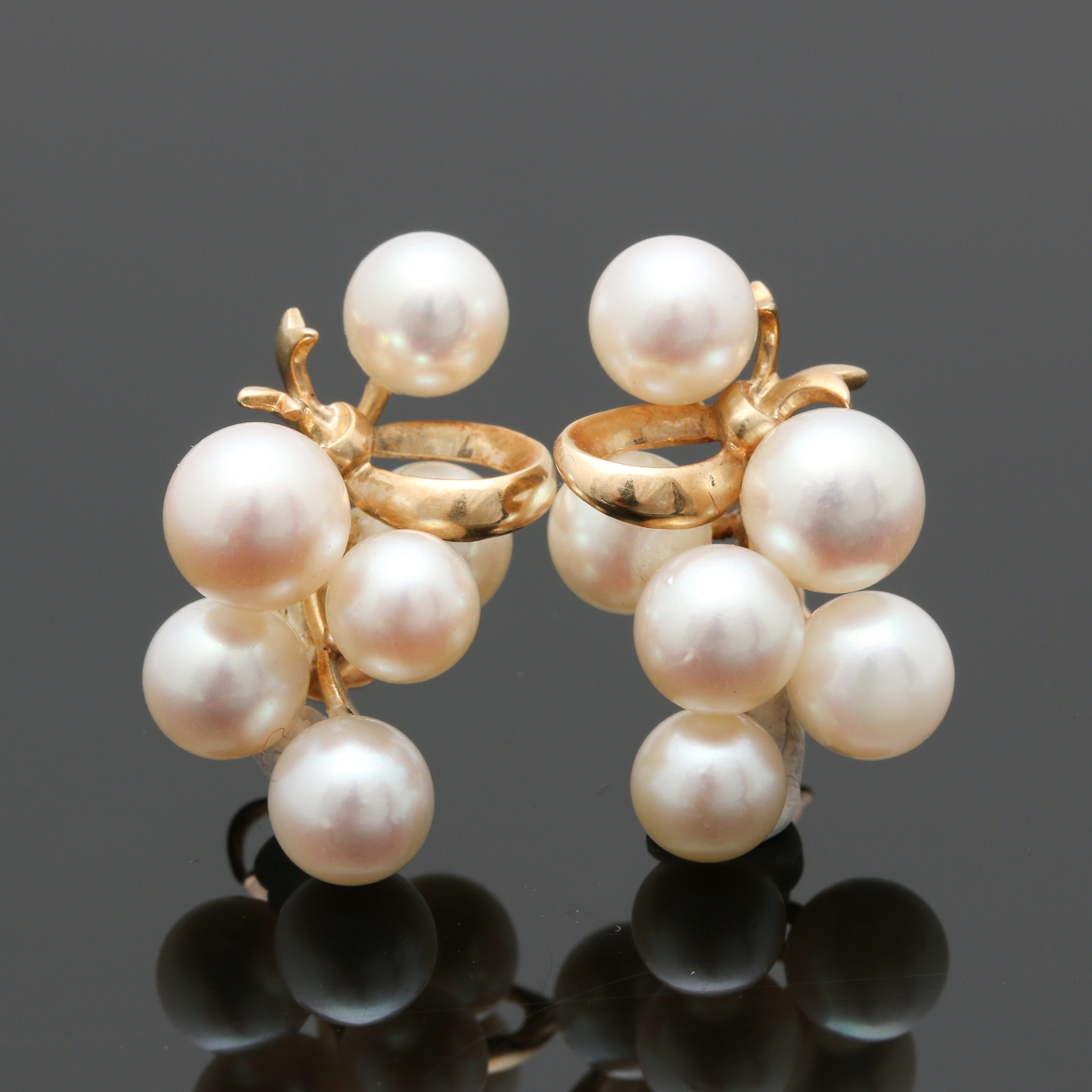 14K Yellow Gold Pearl and Diamond Ring and Earrings