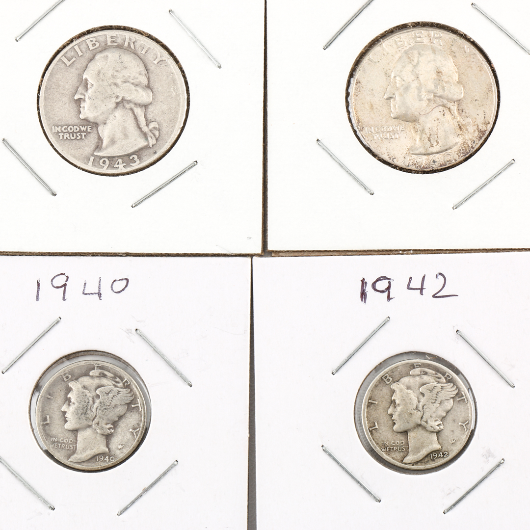 1940 to 1945 Silver Quarter and Dime Collection