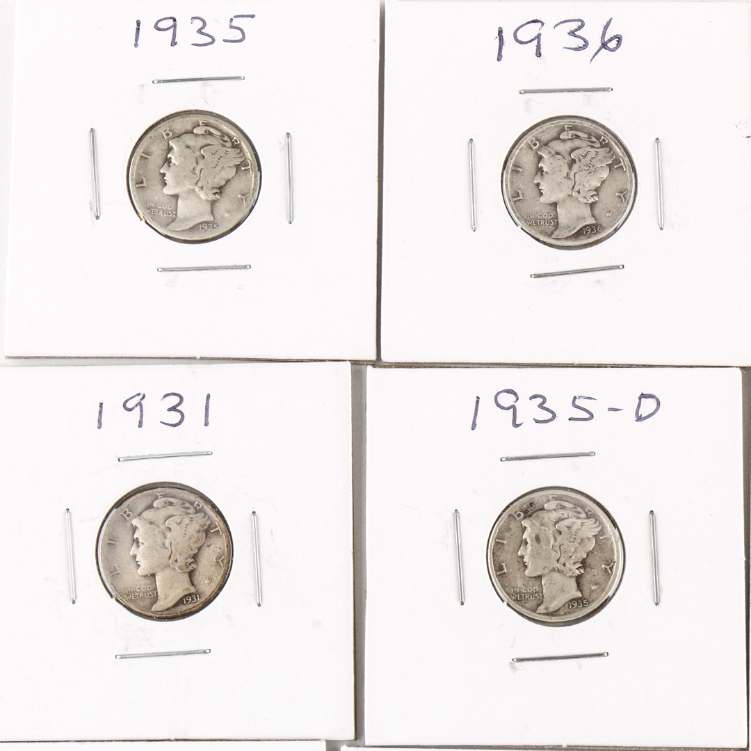 Fifteen Sequential with All Mints Silver Mercury Dimes 1935 - 1939