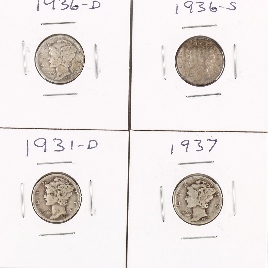 Fifteen Sequential with All Mints Silver Mercury Dimes 1935 - 1939