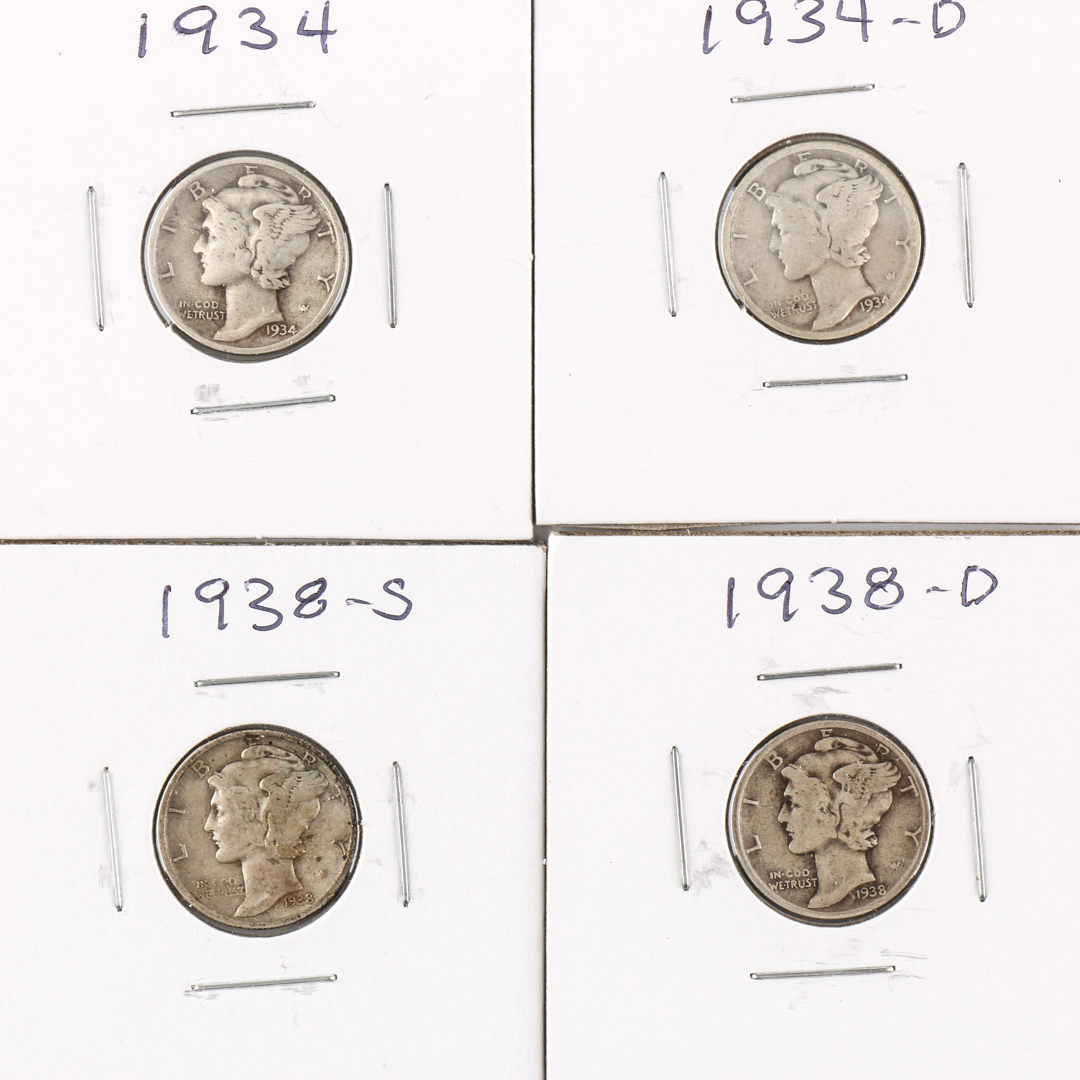 Fifteen Sequential with All Mints Silver Mercury Dimes 1935 - 1939