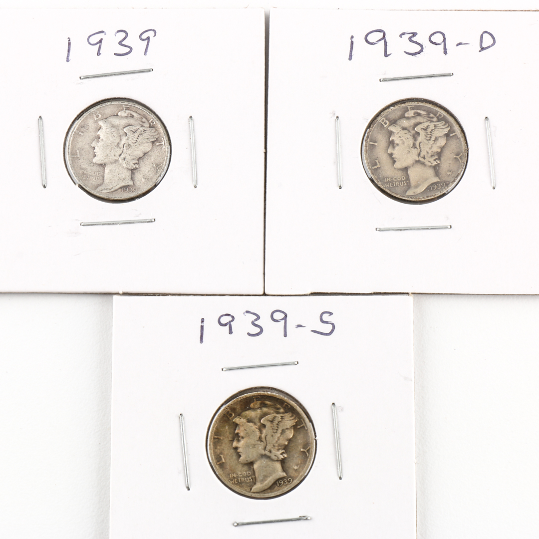 Fifteen Sequential with All Mints Silver Mercury Dimes 1935 - 1939