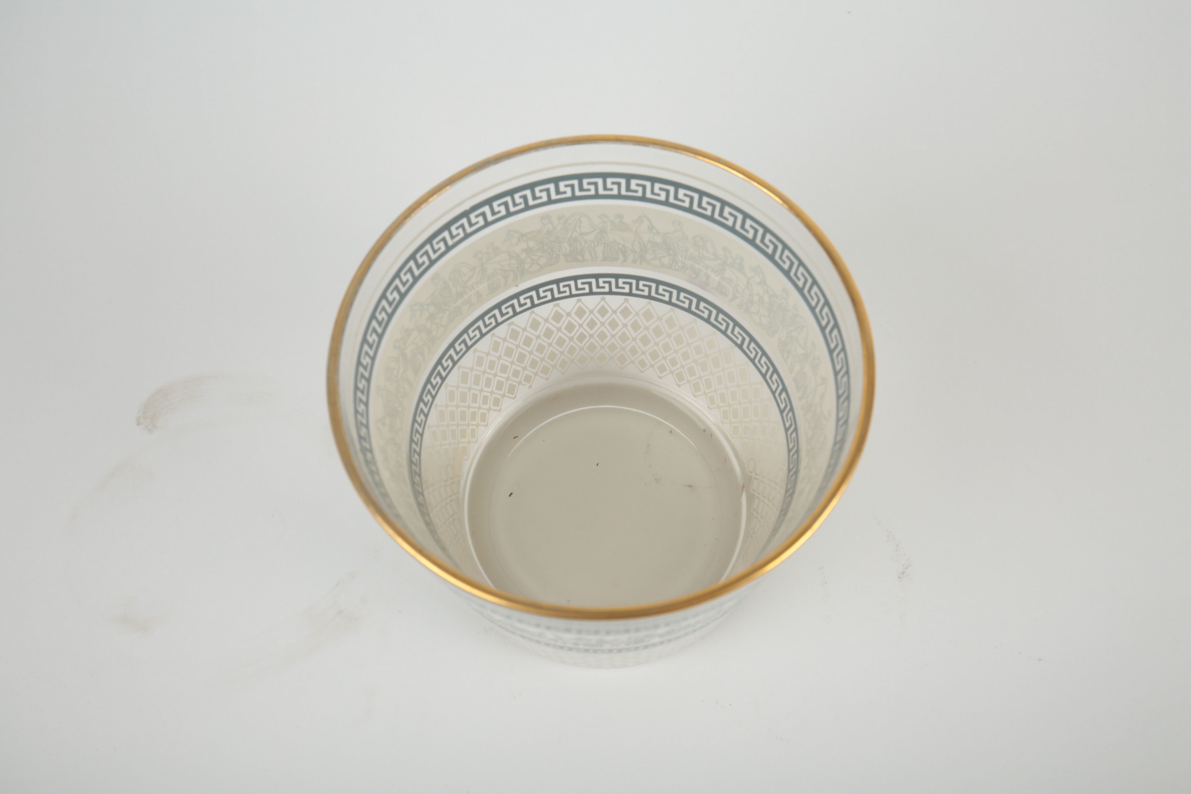 Mid-Century Jeannette Glass "Patrician" Ice Bucket with Grecian Motif