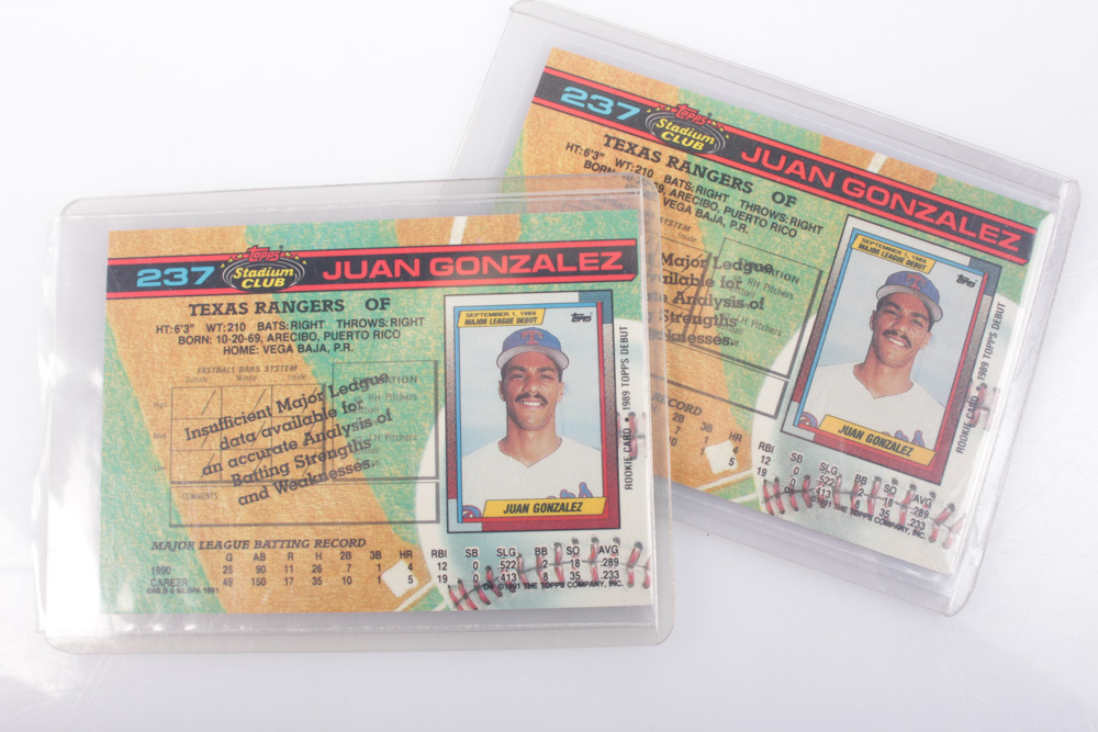 1980s and 1990s Baseball Cards Featuring Barry Bonds