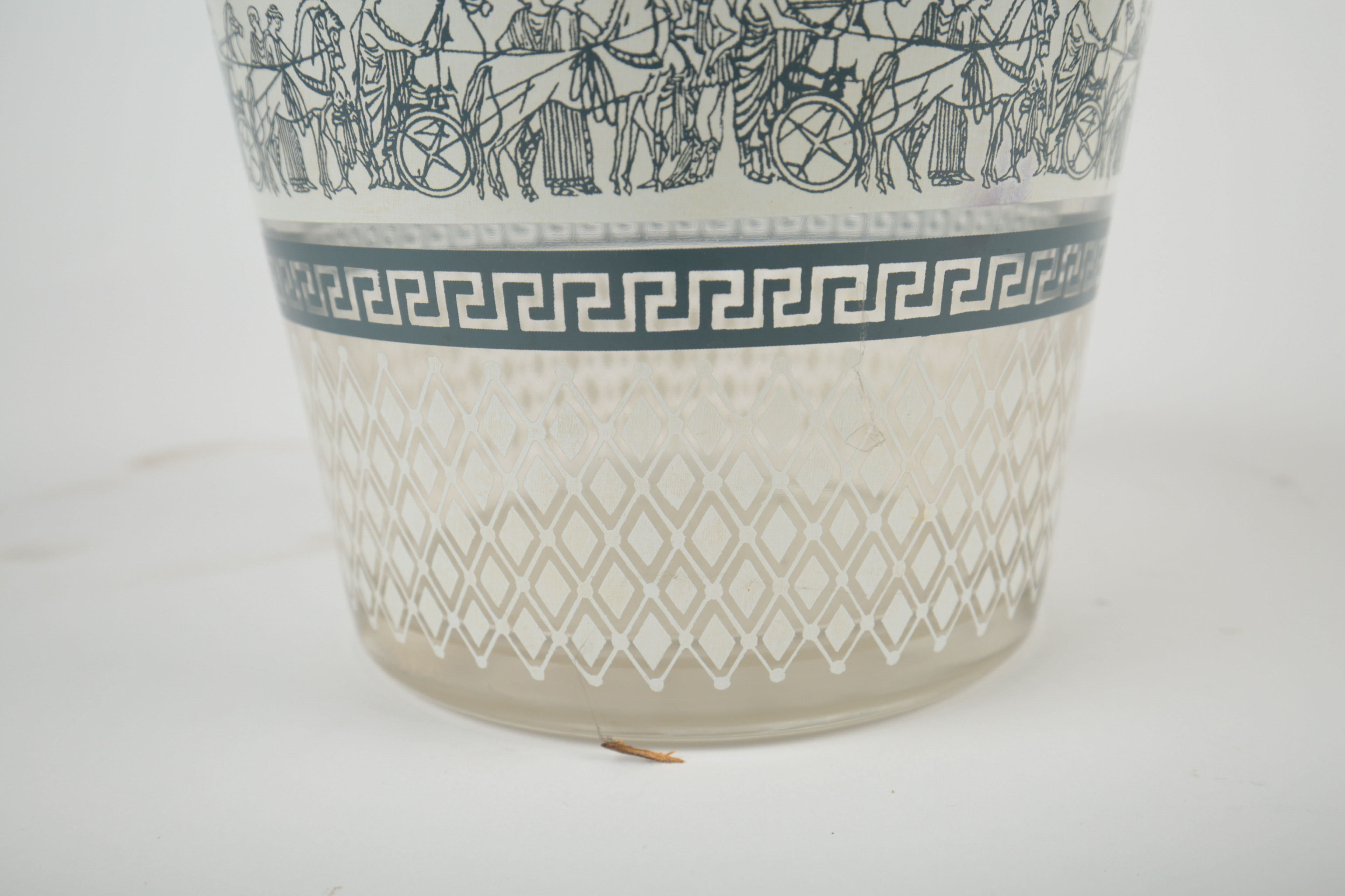 Mid-Century Jeannette Glass "Patrician" Ice Bucket with Grecian Motif